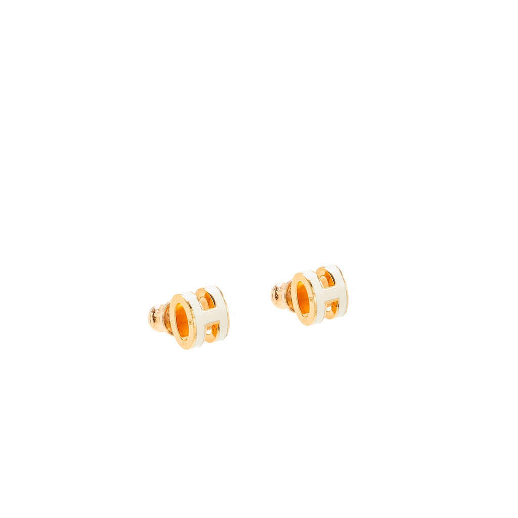 HERMES MINI POP H EARRINGS BLANC RGHW