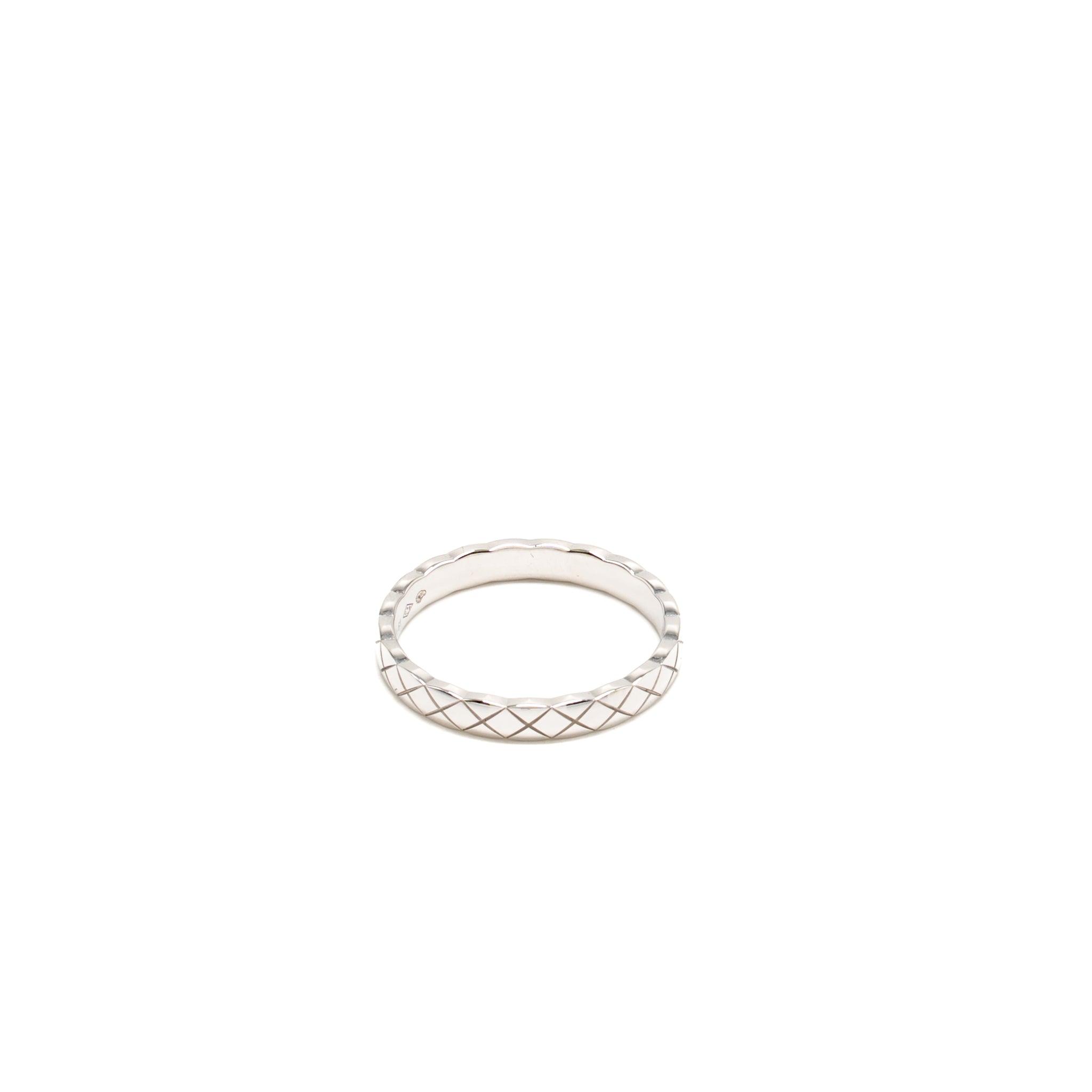 CHANEL COCO CRUSH RING MINI VERSION QUILTED MOTIF WHITE GOLD