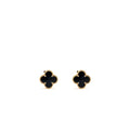 VAN CLEEF & ARPELS VINTAGE ALHAMBRA EARRINGS YELLOW GOLD, ONYX