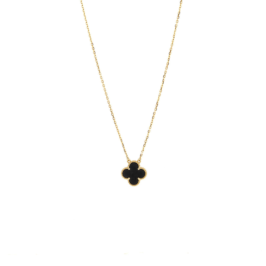 VAN CLEEF & ARPELS VINTAGE ALHAMBRA PENDANT YELLOW GOLD, ONYX