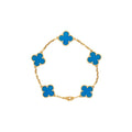 VAN CLEEF AND ARPELS VINTAGE ALHAMBRA BRACELET 5 MOTIFS 18K YELLOW GOLD , AGATE