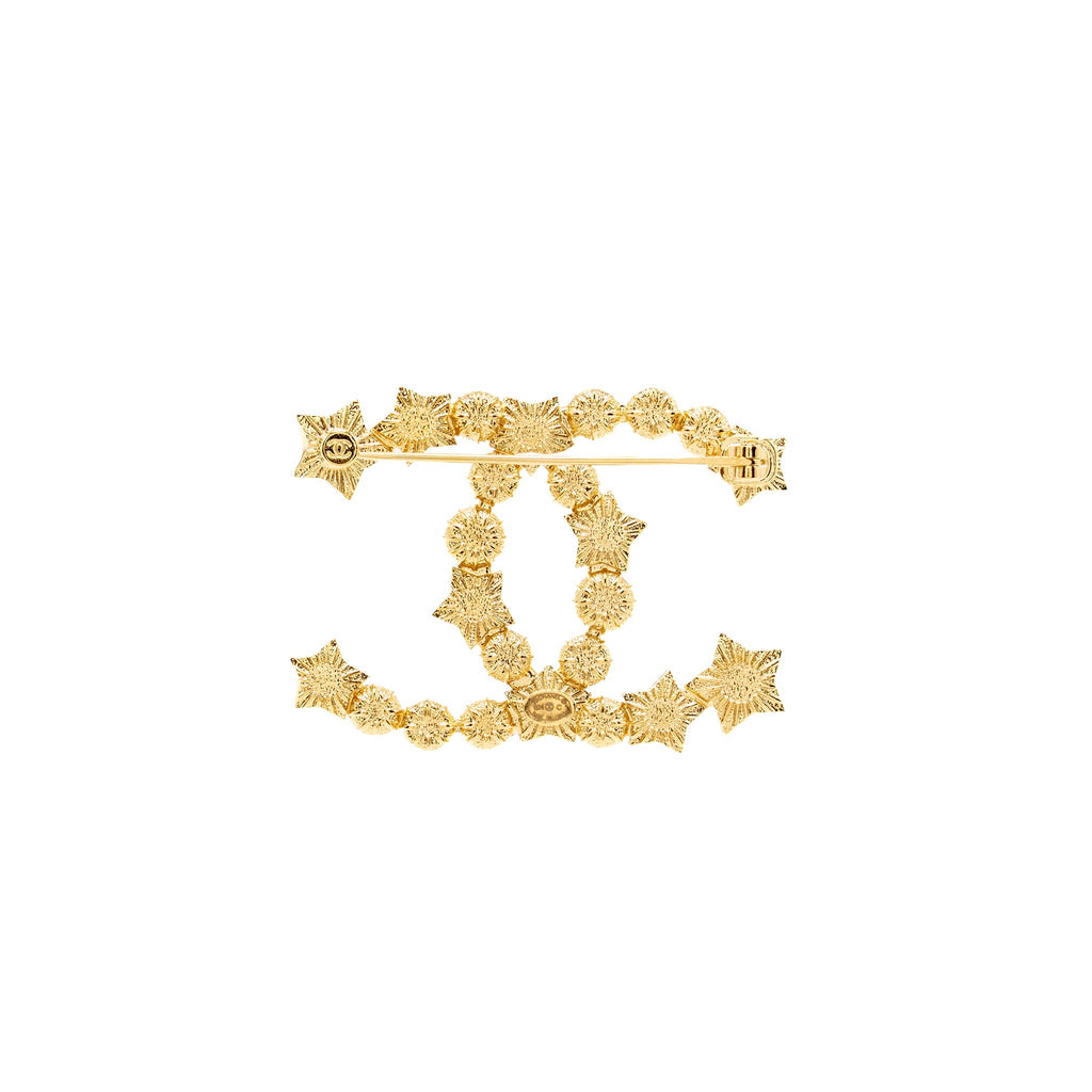 CHANEL CC STAR BROOCH CRYSTAL/PEARL GOLD TONE