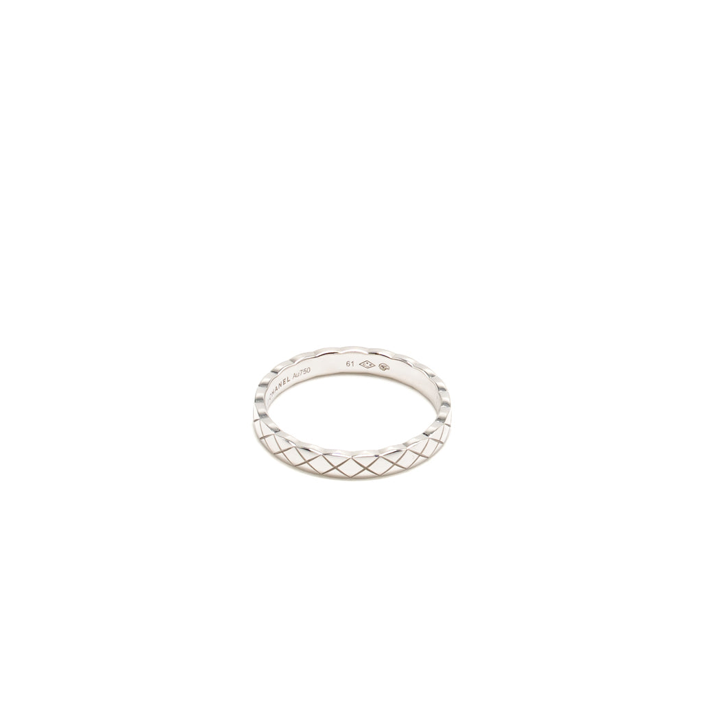 CHANEL COCO CRUSH RING MINI VERSION QUILTED MOTIF WHITE GOLD