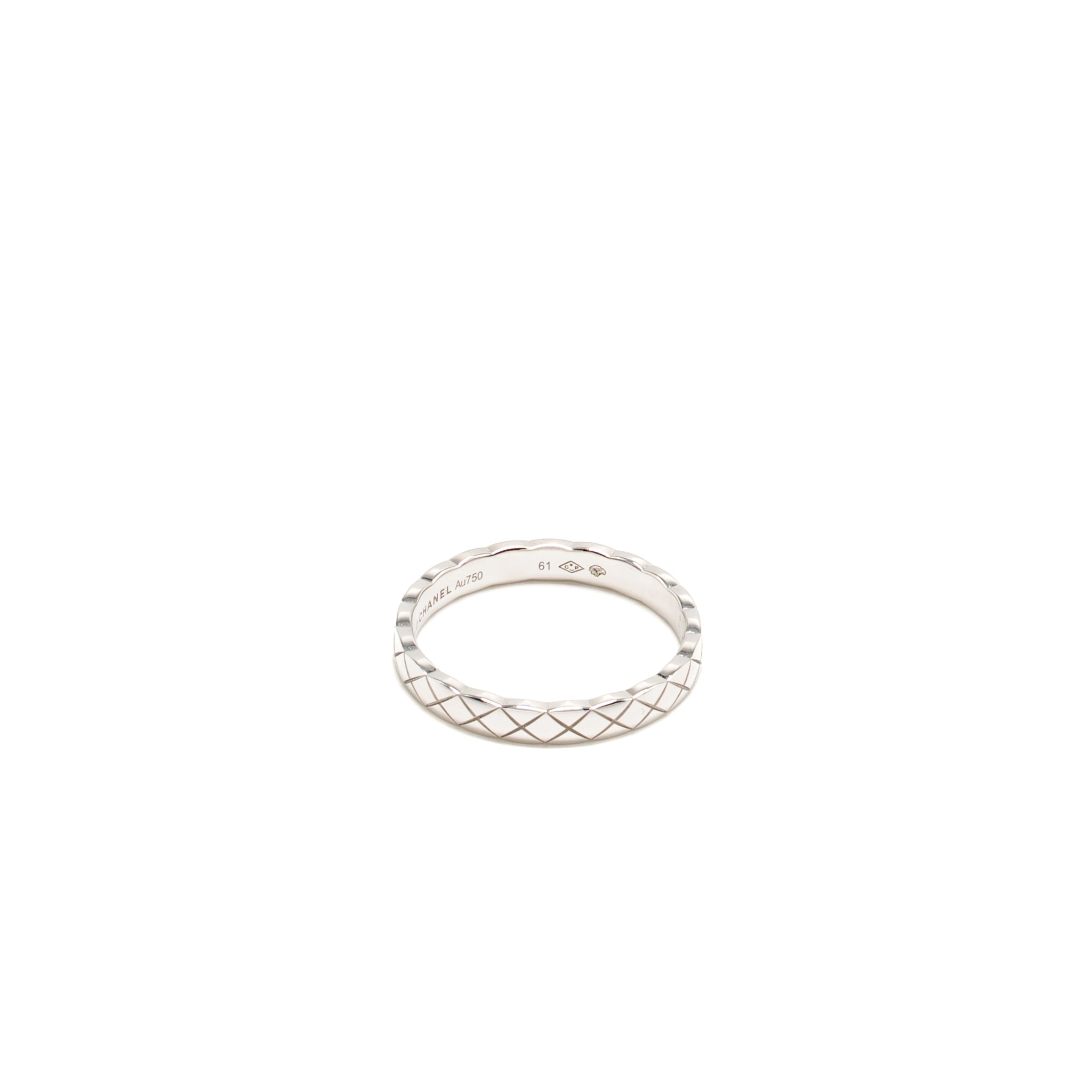 CHANEL COCO CRUSH RING MINI VERSION QUILTED MOTIF WHITE GOLD