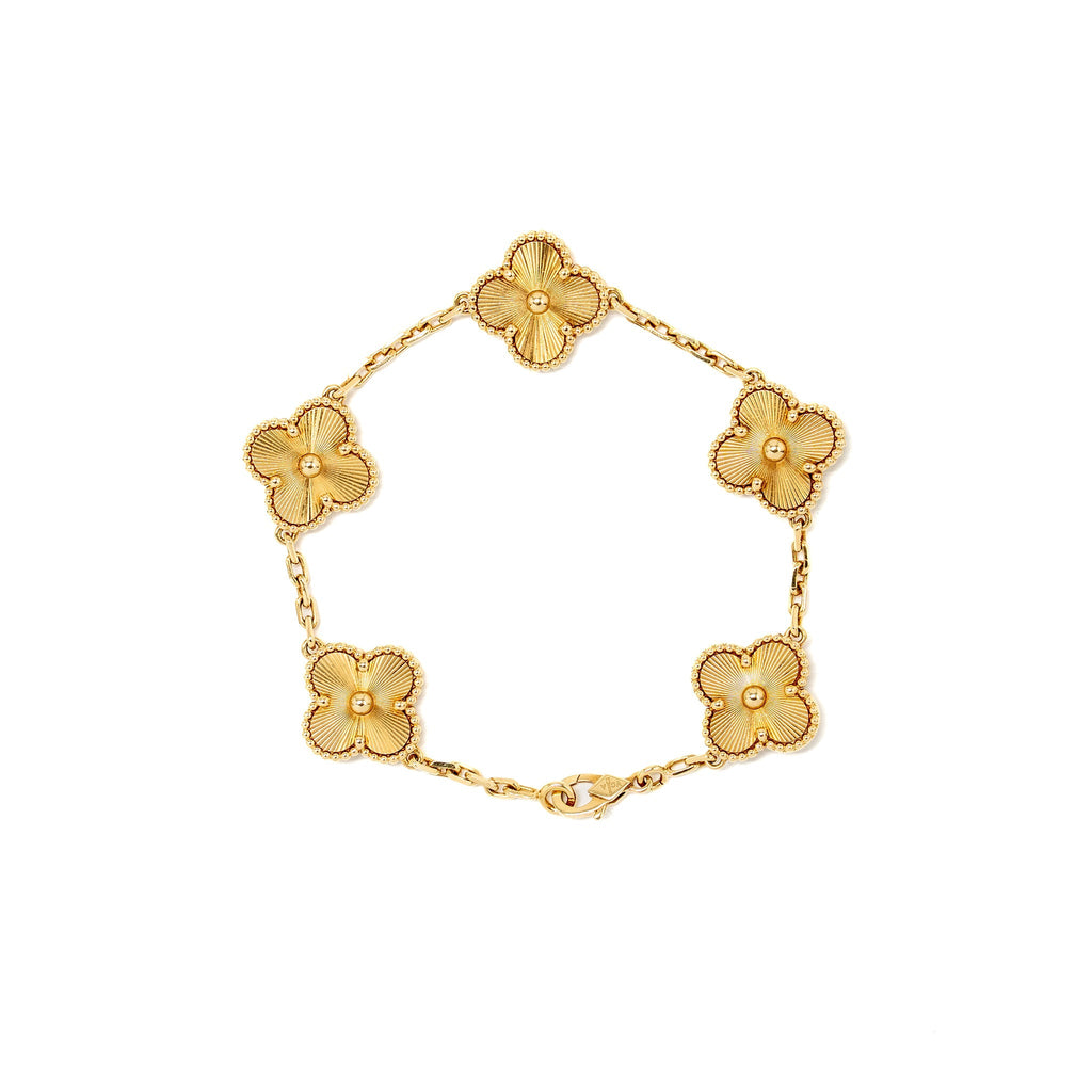VAN CLEEF & ARPELS VINTAGE ALHAMBRA BRACELET 5 MOTIFS YELLOW GOLD
