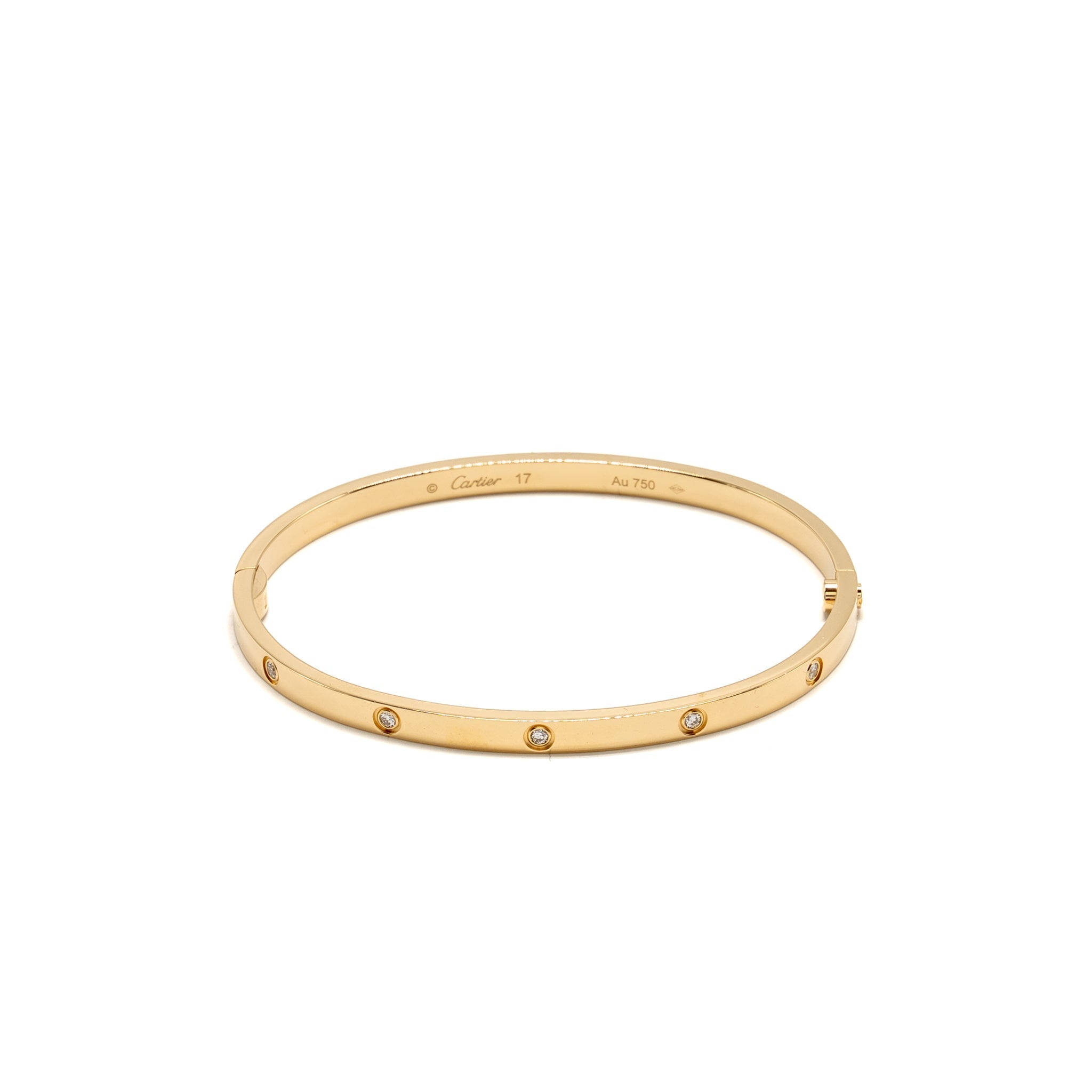 CARTIER LOVE BRACELET, YELLOW GOLD 10 DIAMONDS