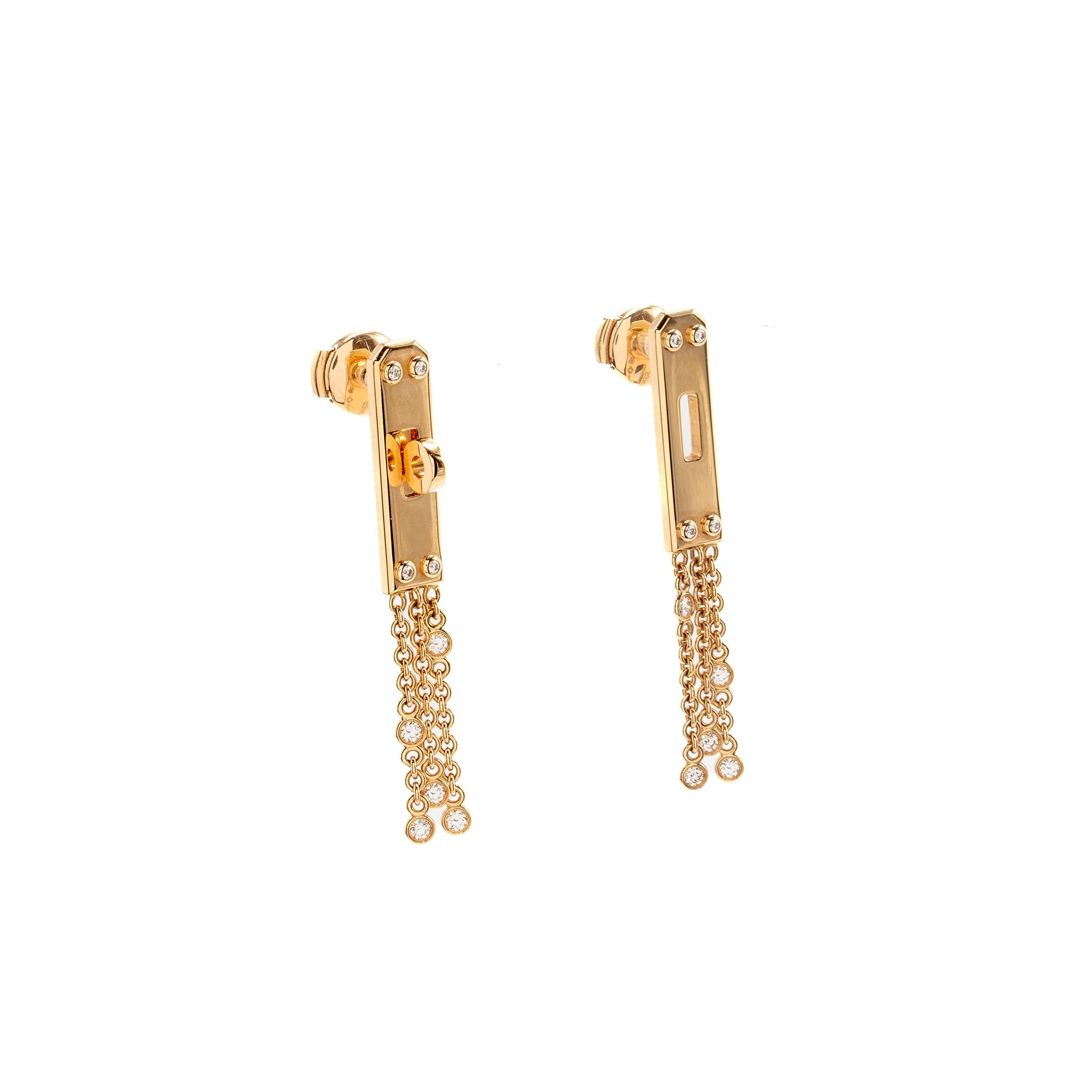 HERMES KELLY CAVROCHE EARRINGS ROSE GOLD, DIAMONDS