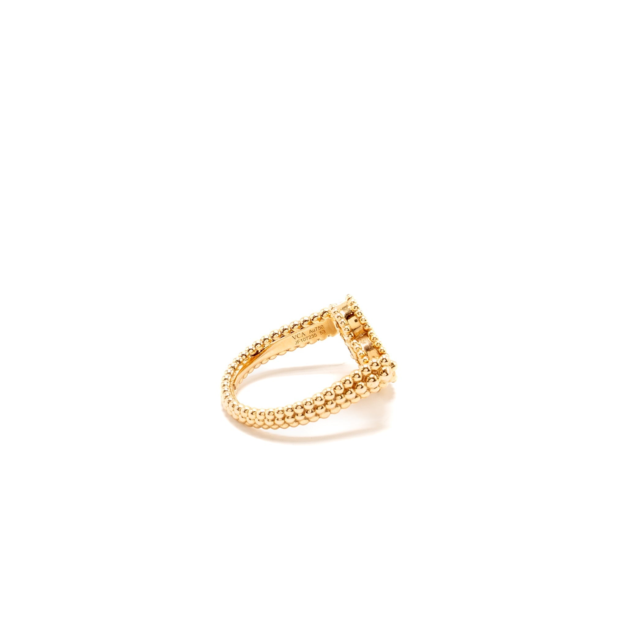 VAN CLEEF AND ARPELS VINTAGE ALHAMBRA REVERSIBLE RING 18K ROSE GOLD, CARNELIAN, DIAMOND