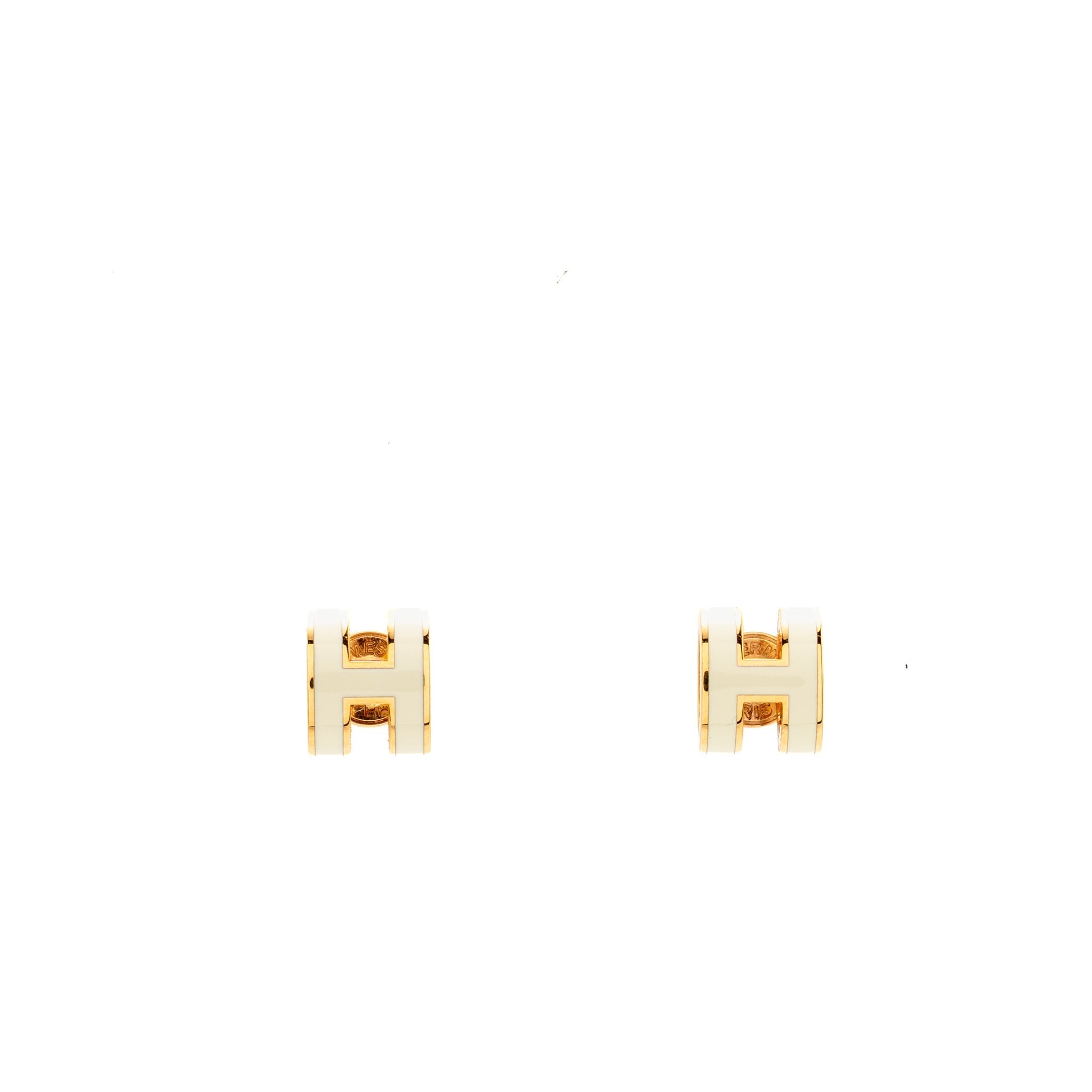 HERMES MINI POP H EARRINGS BLANC RGHW