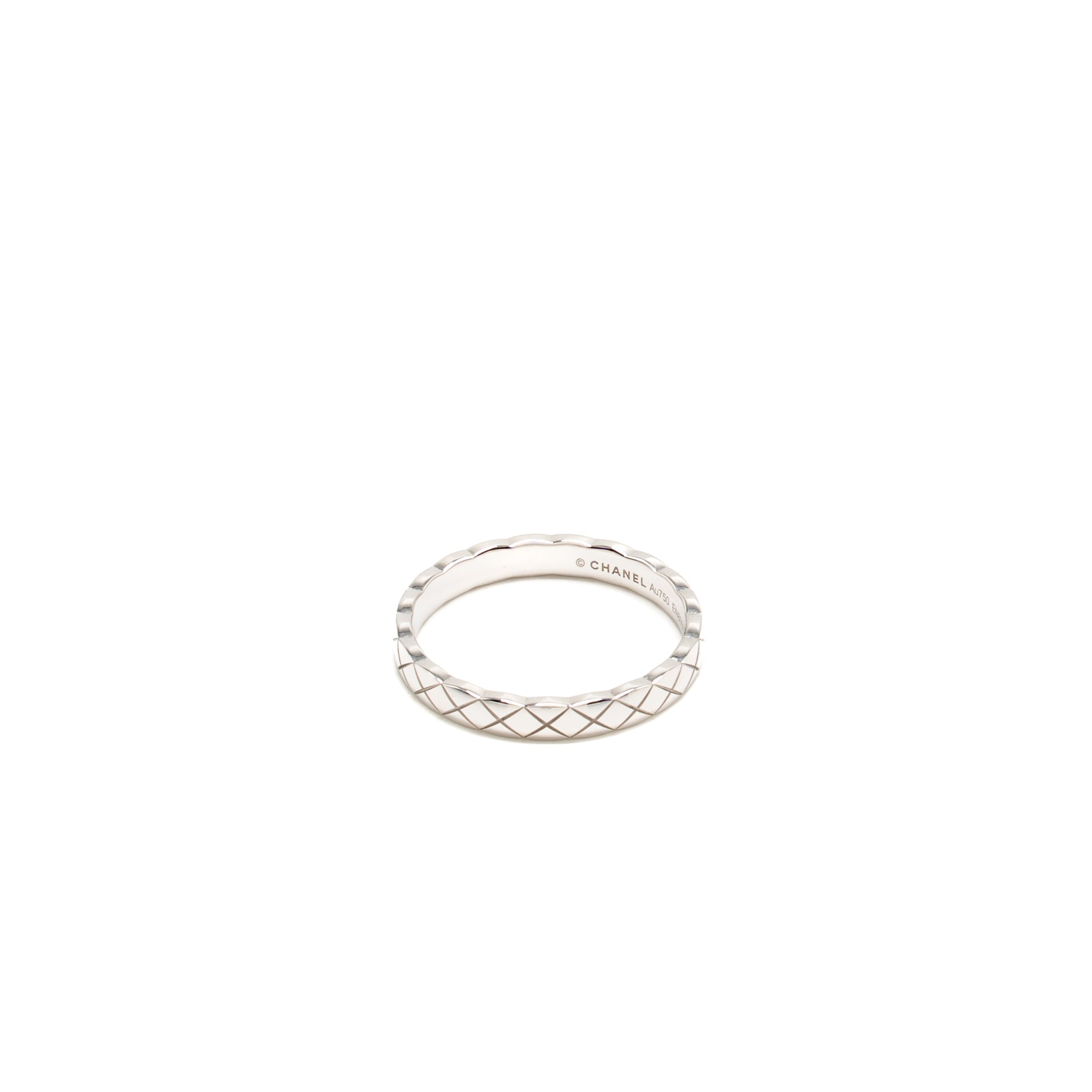 CHANEL COCO CRUSH RING MINI VERSION QUILTED MOTIF WHITE GOLD