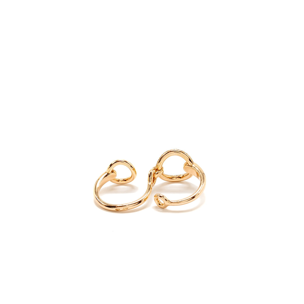 HERMES FILET D'OR DOUBLE RING ROSE GOLD/DIAMONDS