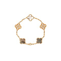 VAN CLEEF & ARPELS VINTAGE ALHAMBRA BRACELET 5 MOTIFS GREY MOTHER OF PEARL WITH DIAMONDS
