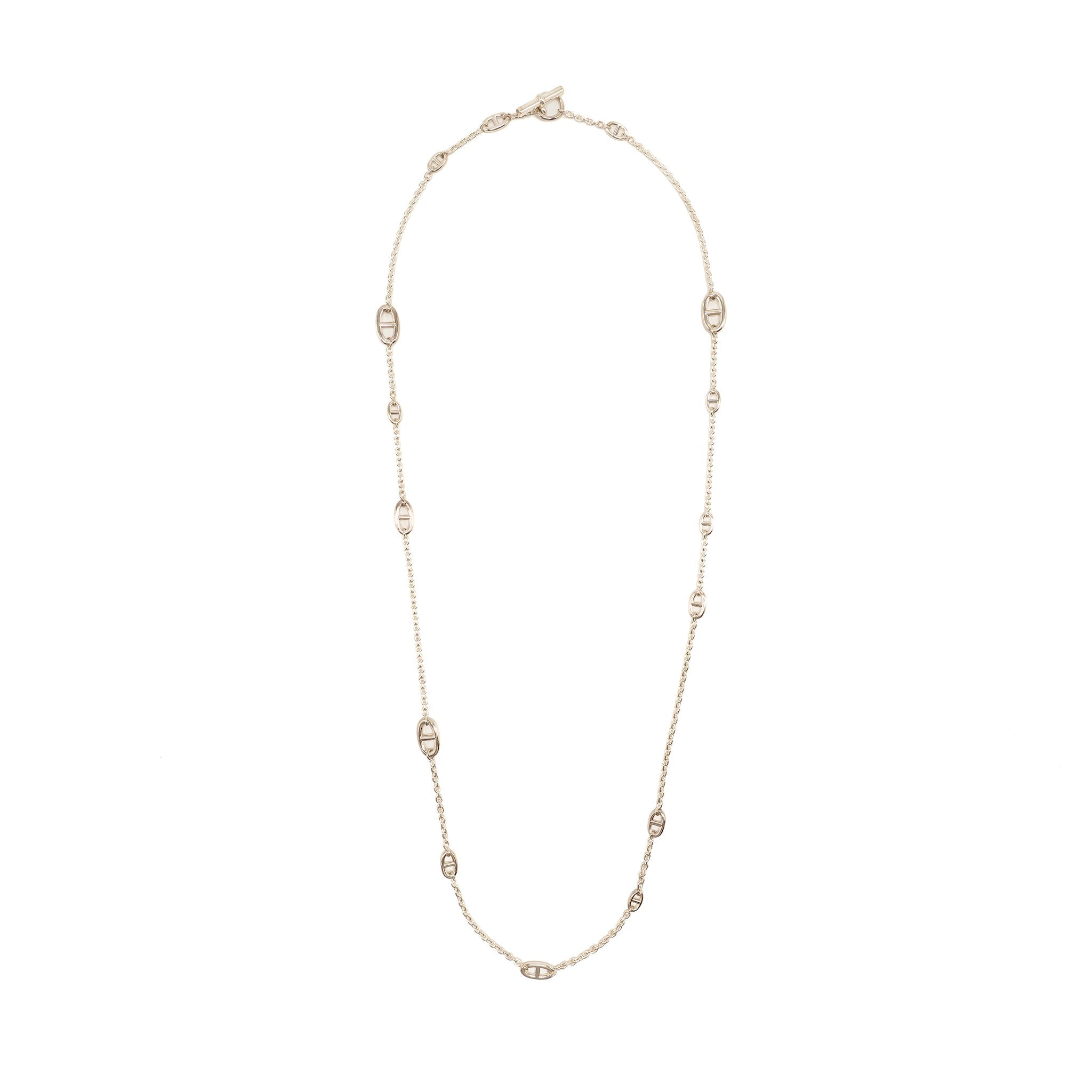 HERMES 120CM FARANDOLE LONG NECKLACE SILVER TONE