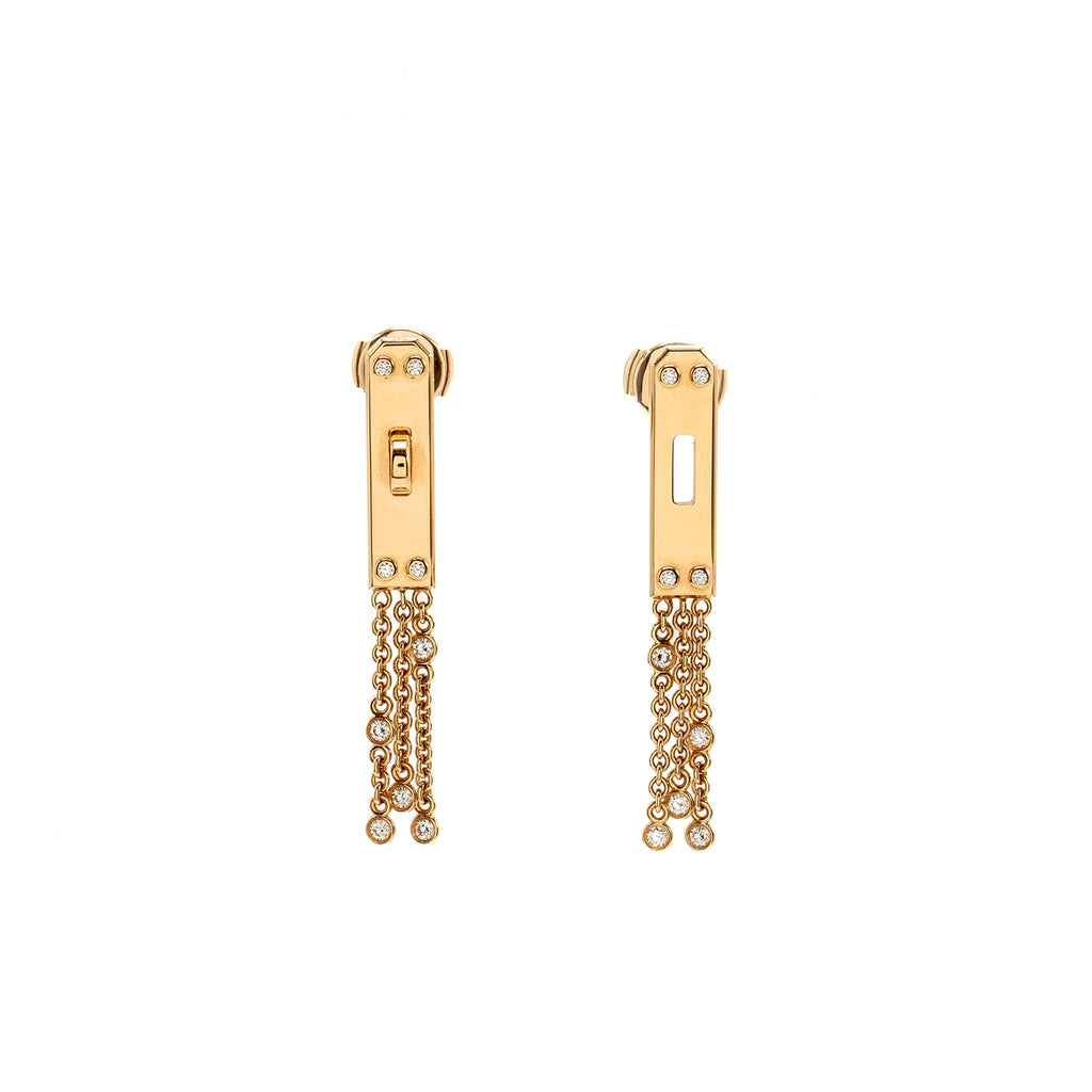 HERMES KELLY CAVROCHE EARRINGS ROSE GOLD, DIAMONDS