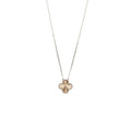 VAN CLEEF & ARPELS VINTAGE ALHAMBRA PENDANT WHITE GOLD, GUILLOCHE ROSE GOLD WITH DIAMOND