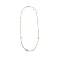 CHANEL PEARL AND CC WITH CRYSTAL LONG NECKLACE SILVER TONE