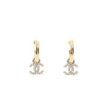 CHANEL CC DROP EARRINGS CRYSTAL LIGHT GOLD/SILVER TONE