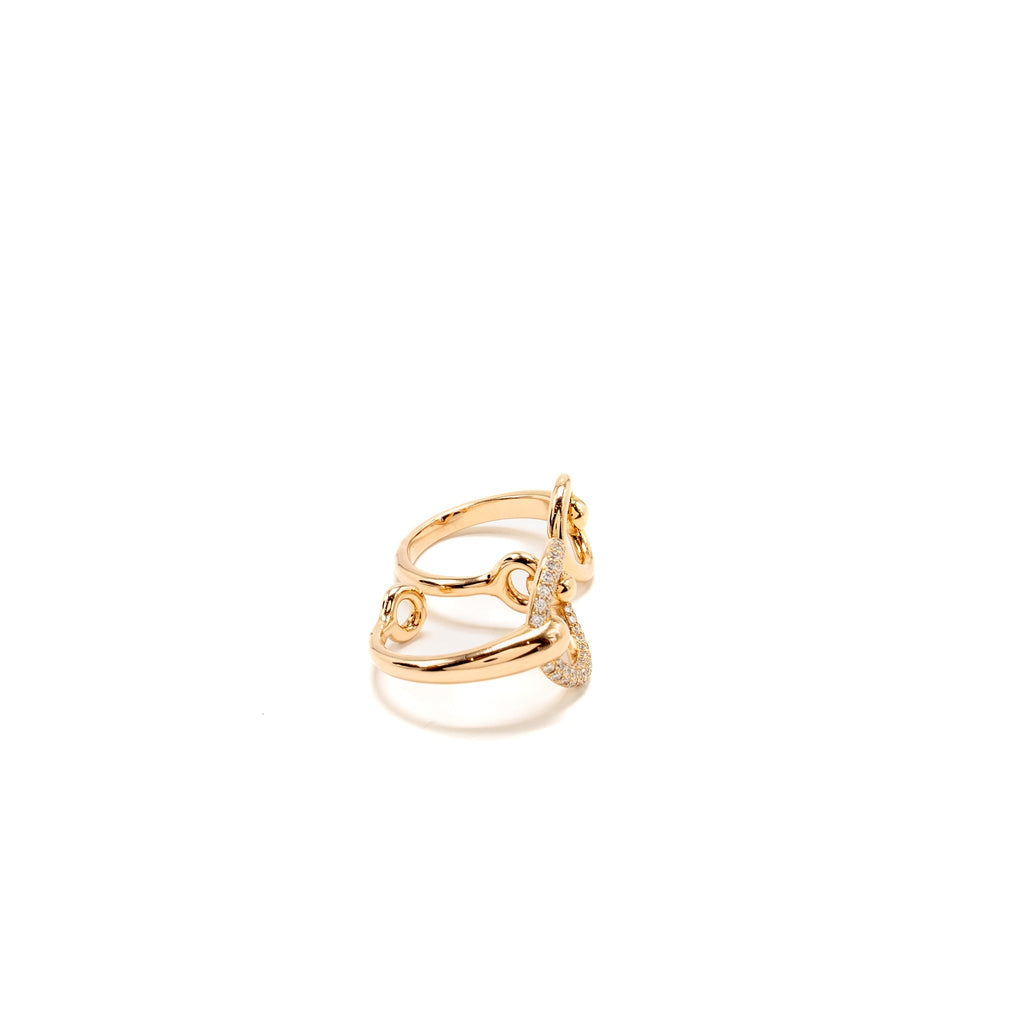 HERMES FILET D'OR DOUBLE RING ROSE GOLD/DIAMONDS
