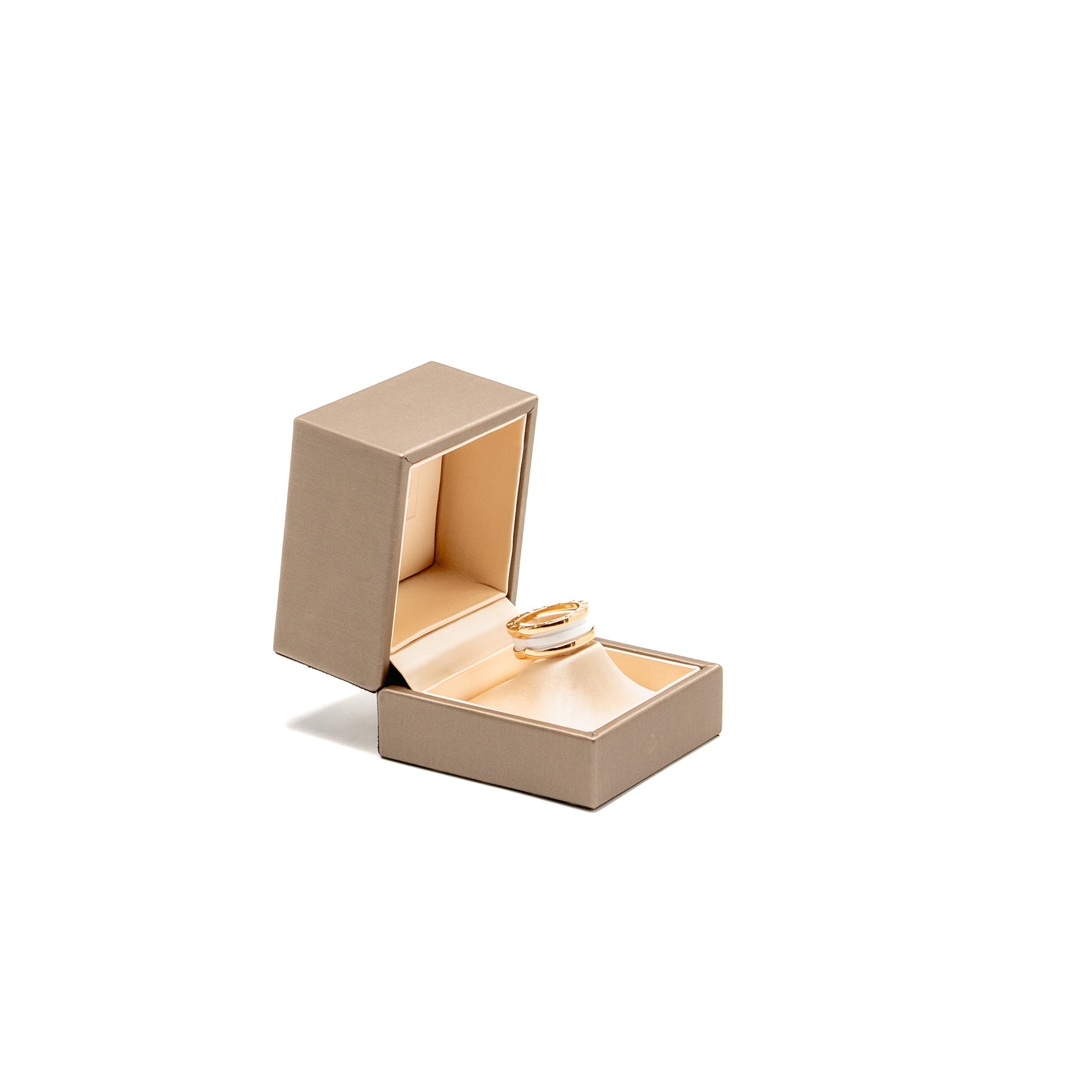 BVLGARI B ZERO RING TWO-BAND 18K ROSE GOLD / WHITE CERAMIC SPIRAL