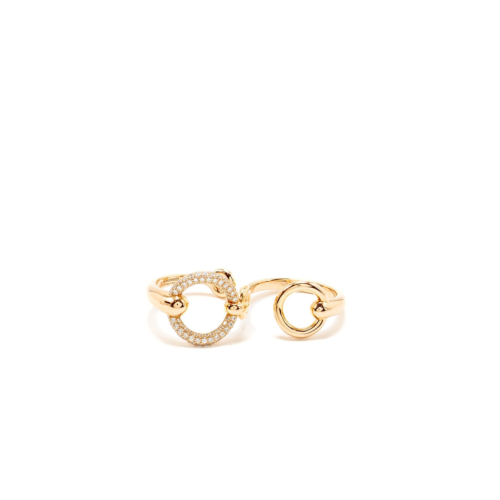 HERMES FILET D'OR DOUBLE RING ROSE GOLD/DIAMONDS