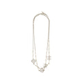 CHANEL CRYSTAL HEART SHAPE/PEARL LONG NECKLACE SILVER TONE