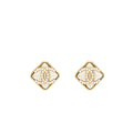 CHANEL SQUARE CC LOGO CRYSTAL EARRINGS LIGHT GOLD TONE