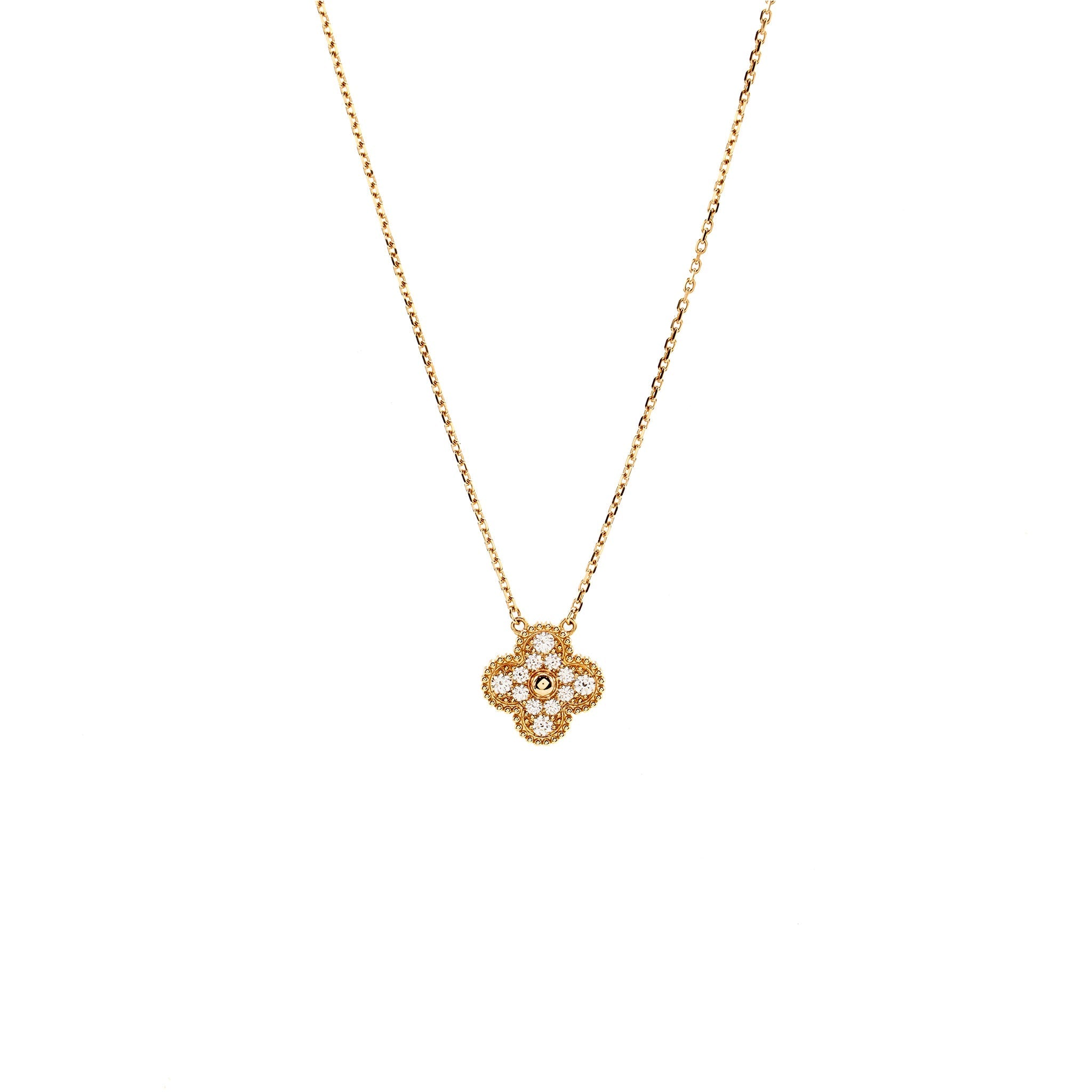 VAN CLEEF & ARPELS VINTAGE ALHAMBRA PENDANT ROSE GOLD DIAMONDS
