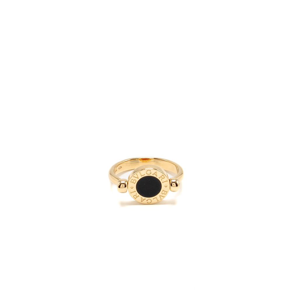 BVLGARI BVLGARI RING YELLOW GOLD/ONYX/CORAL BLACK/ORANGE