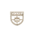 CHANEL SHIELD BROOCH CRYSTAL SILVER TONE