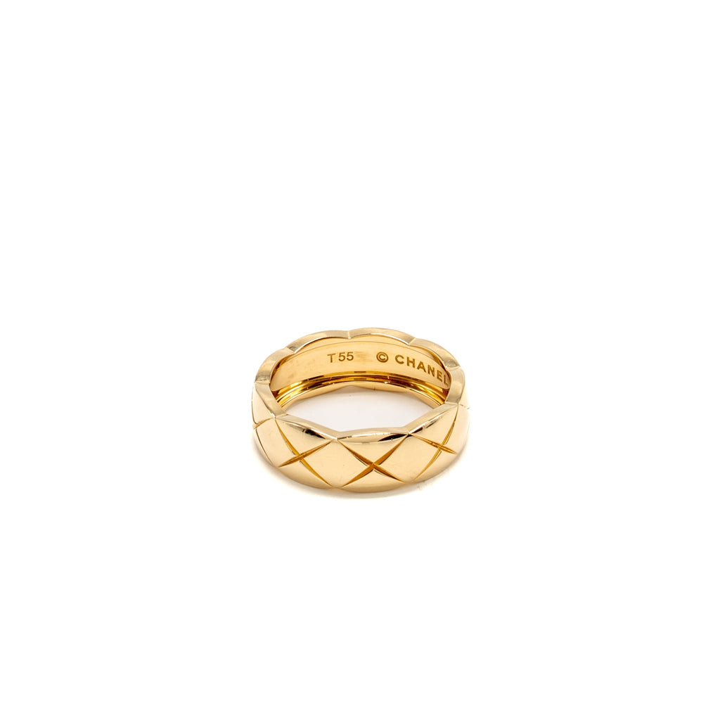 CHANEL COCO CRUSH RING SMALL VERSION QUILTED MOTIF BEIGE GOLD