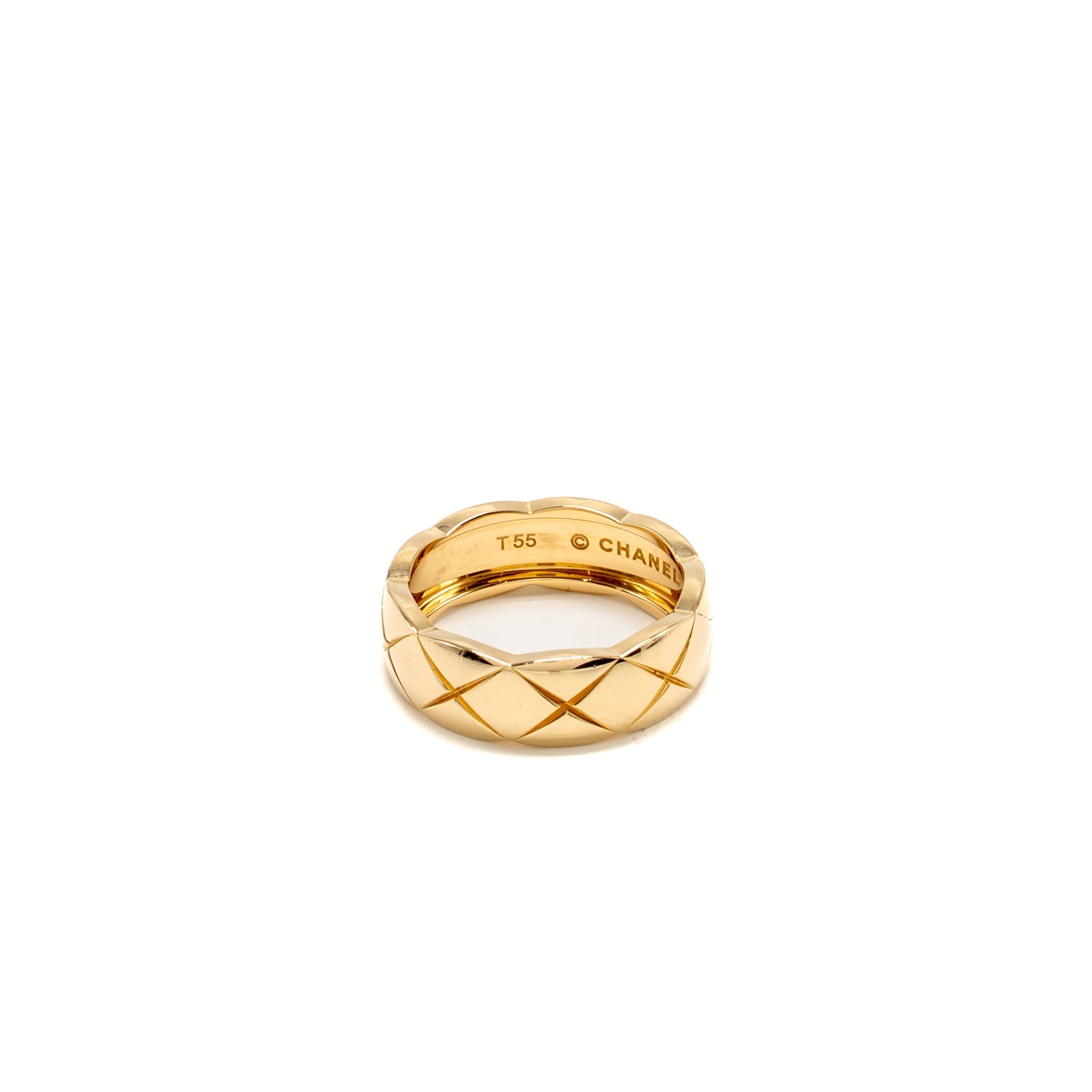 CHANEL COCO CRUSH RING SMALL VERSION QUILTED MOTIF BEIGE GOLD