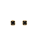 VAN CLEEF & ARPELS SWEET ALHAMBRA EARSTUDS EARRINGS, YELLOW GOLD / ONYX