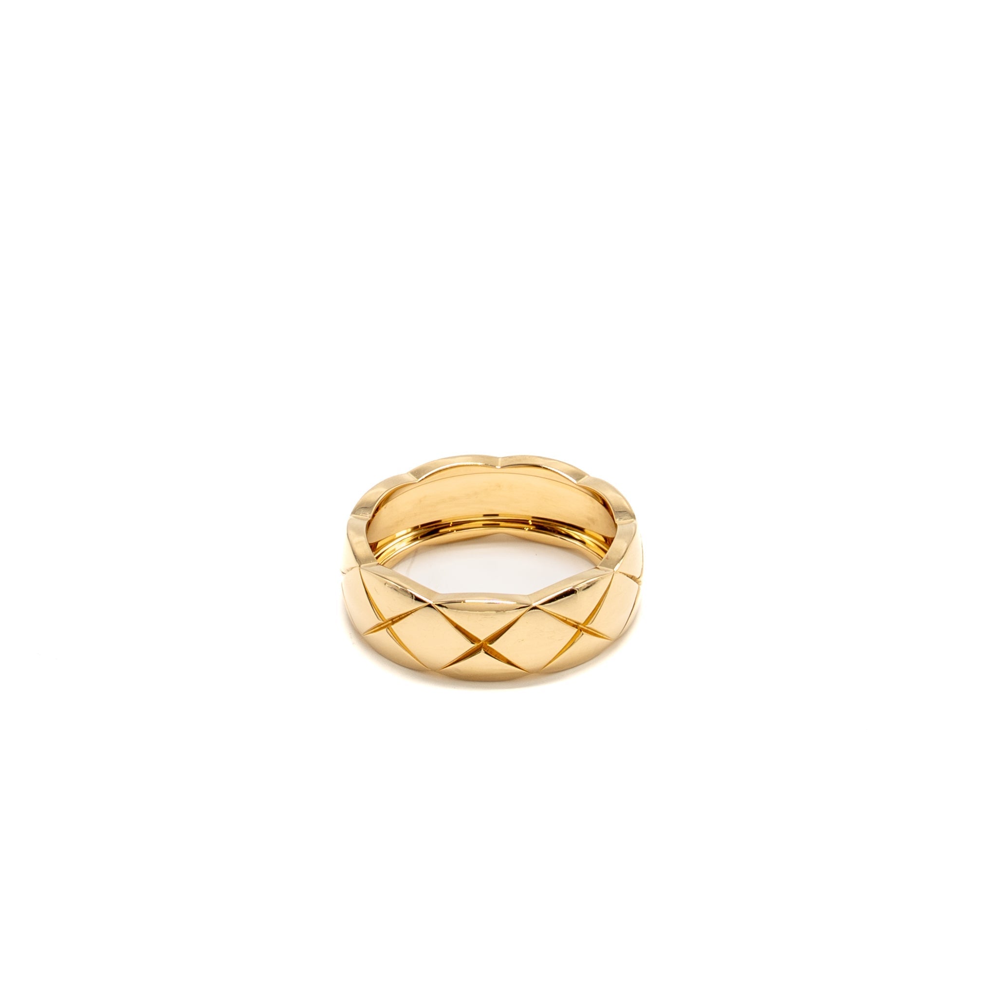 CHANEL COCO CRUSH RING SMALL VERSION QUILTED MOTIF BEIGE GOLD