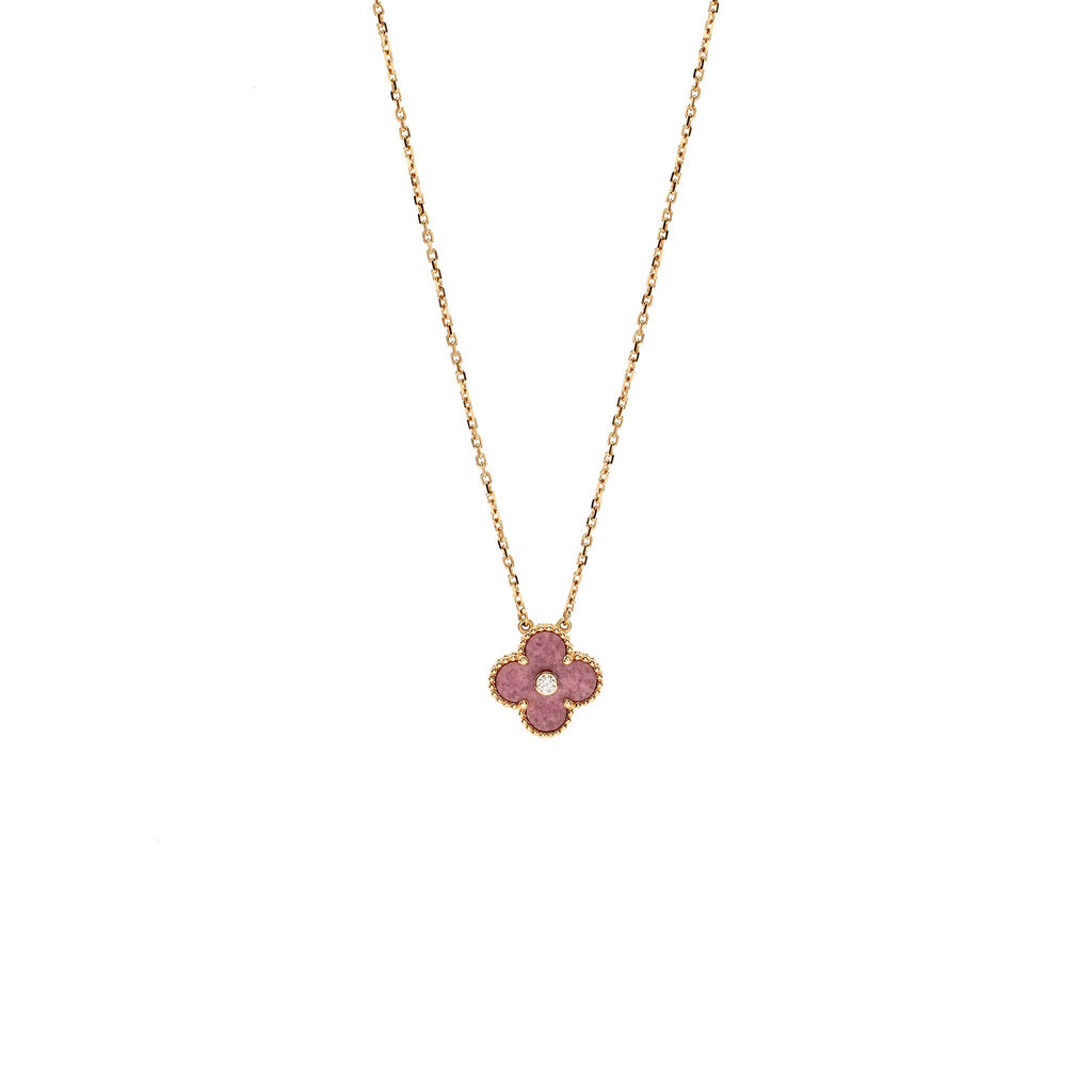VAN CLEEF HOLIDAY & ARPELS 2021 HOLIDAY PENDANT RHODONITE ROSE GOLD WITH DIAMONDS