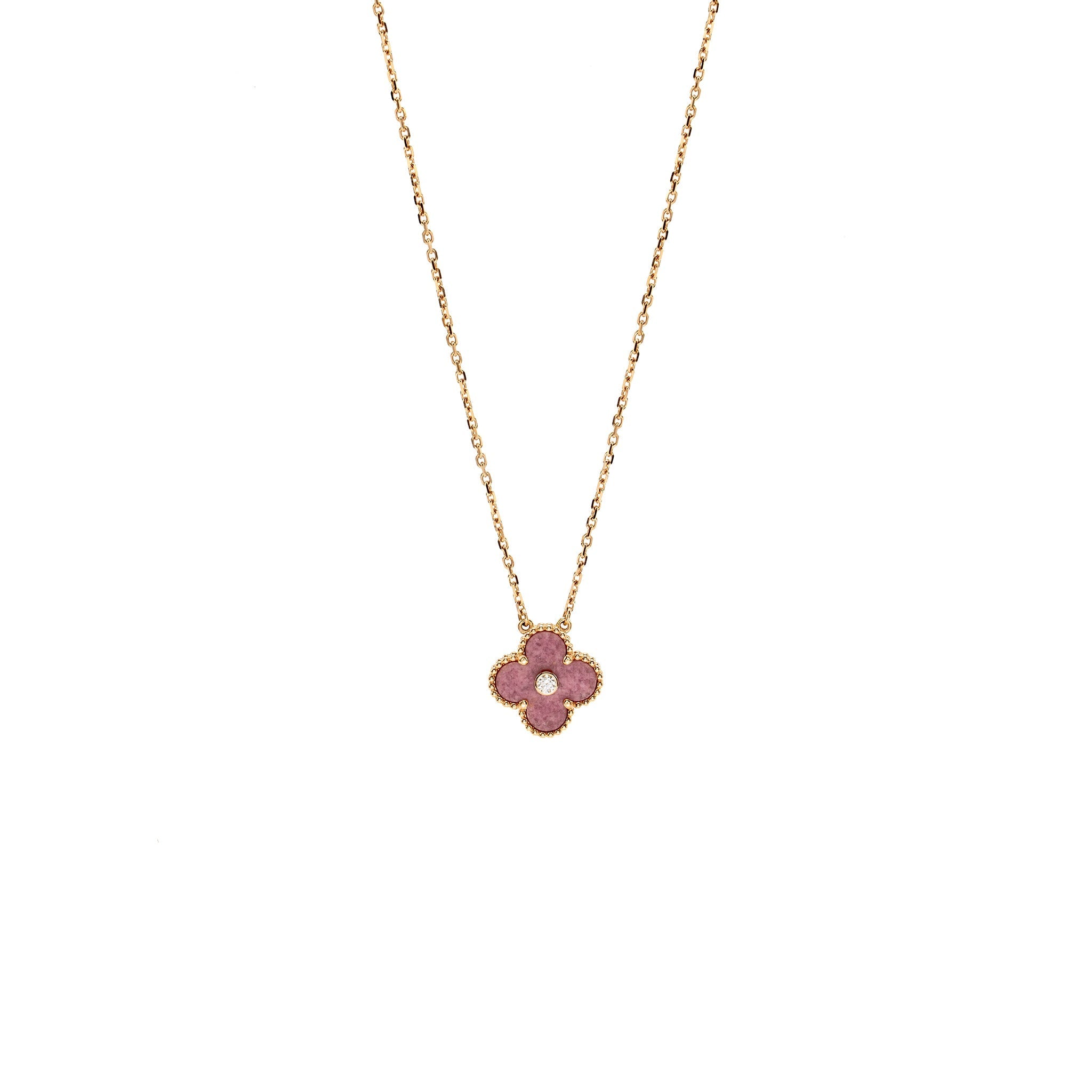 VAN CLEEF HOLIDAY & ARPELS 2021 HOLIDAY PENDANT RHODONITE ROSE GOLD WITH DIAMONDS