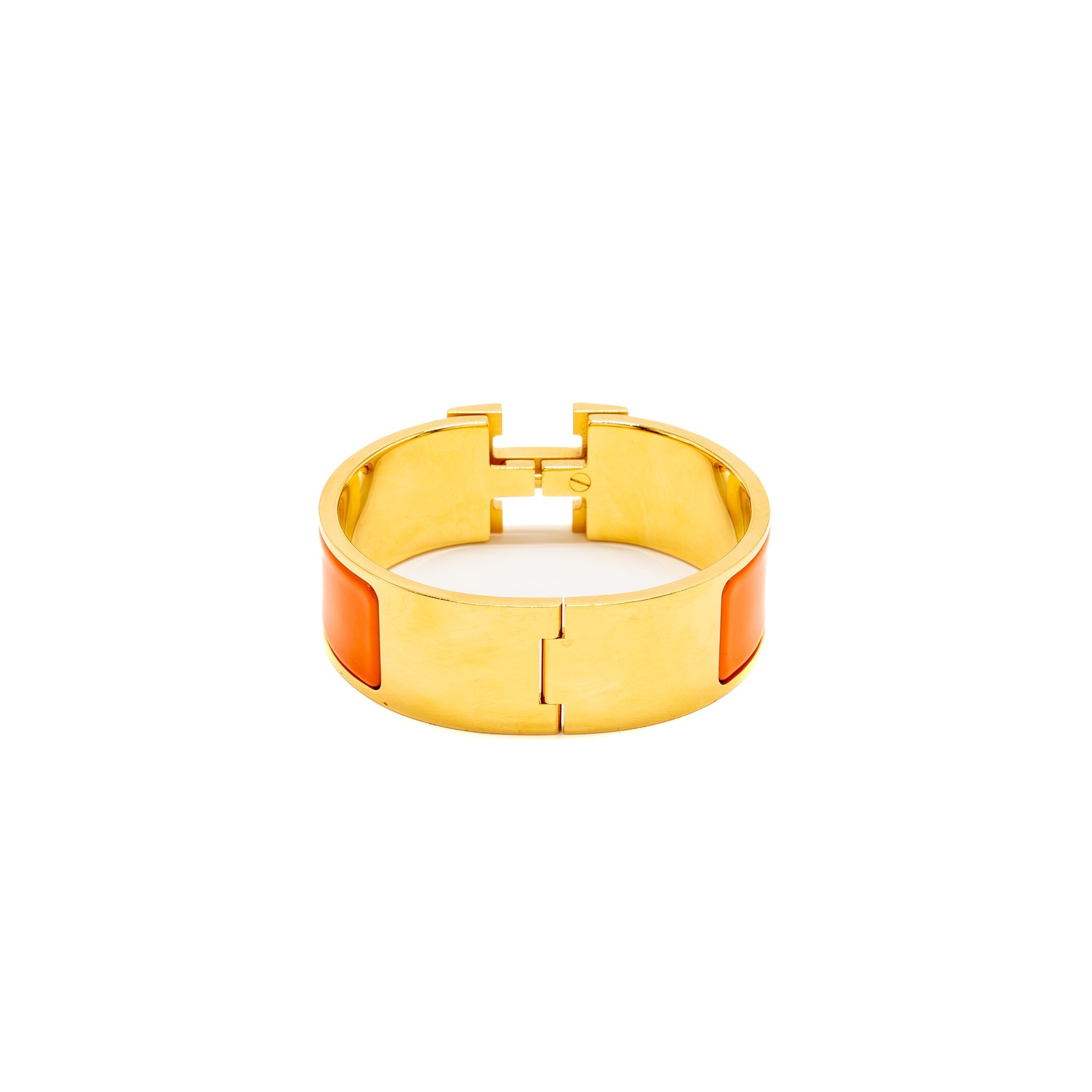 HERMES CLIC CLAC H BRACELET ORANGE GOLD TONE