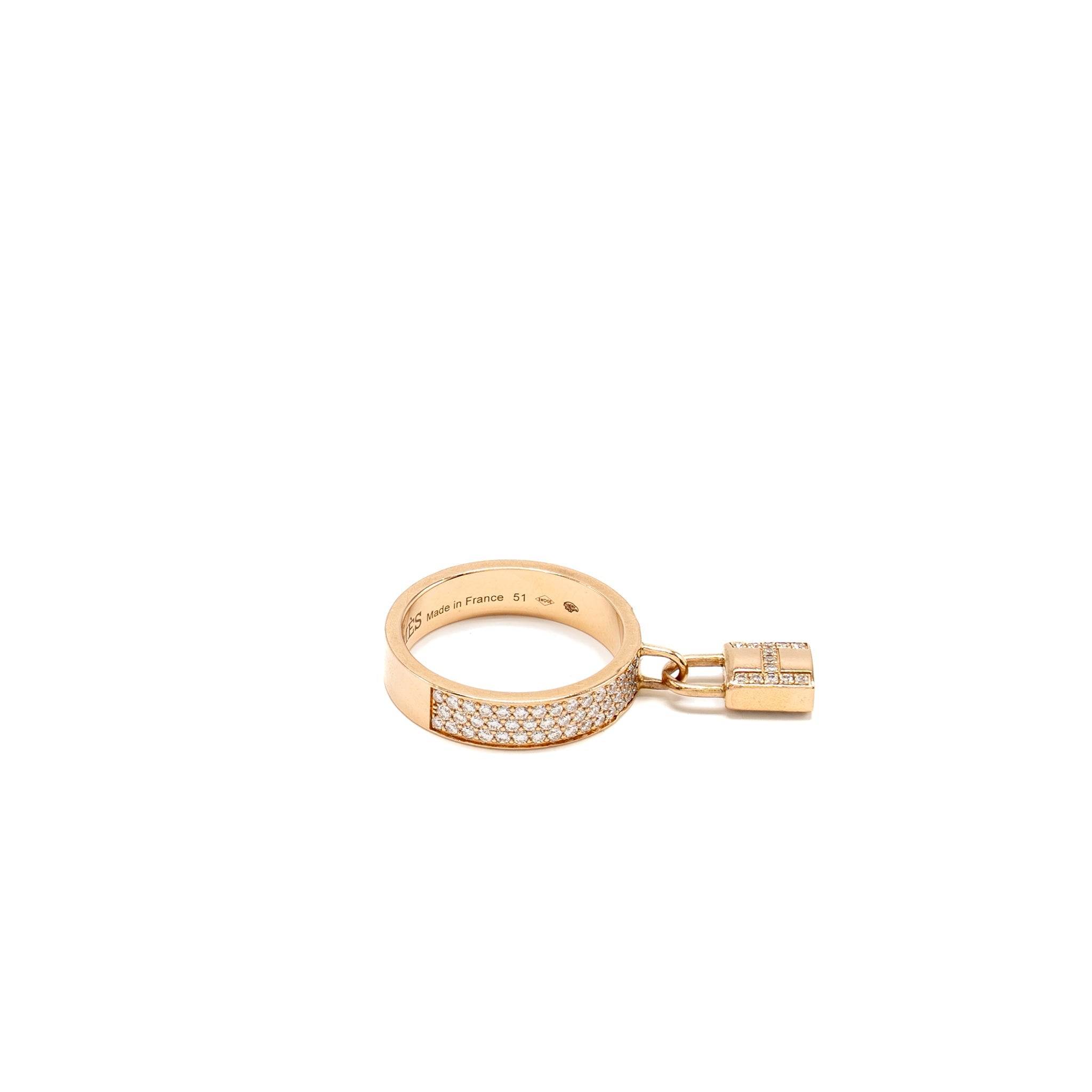 HERMES KELLY CLOCHETTE RING ROSE GOLD DIAMONDS