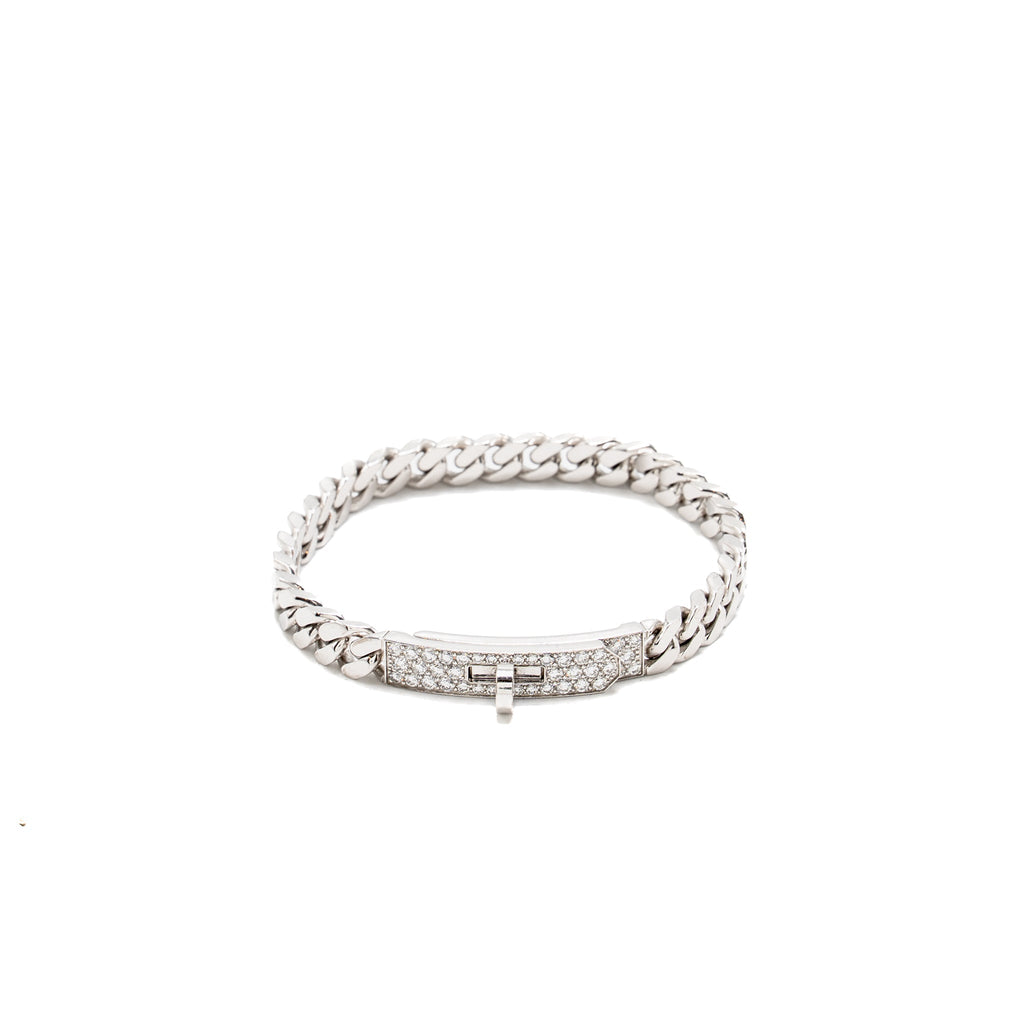 HERMES KELLY GOURMETTE BRACELET WHITE GOLD, DIAMONDS