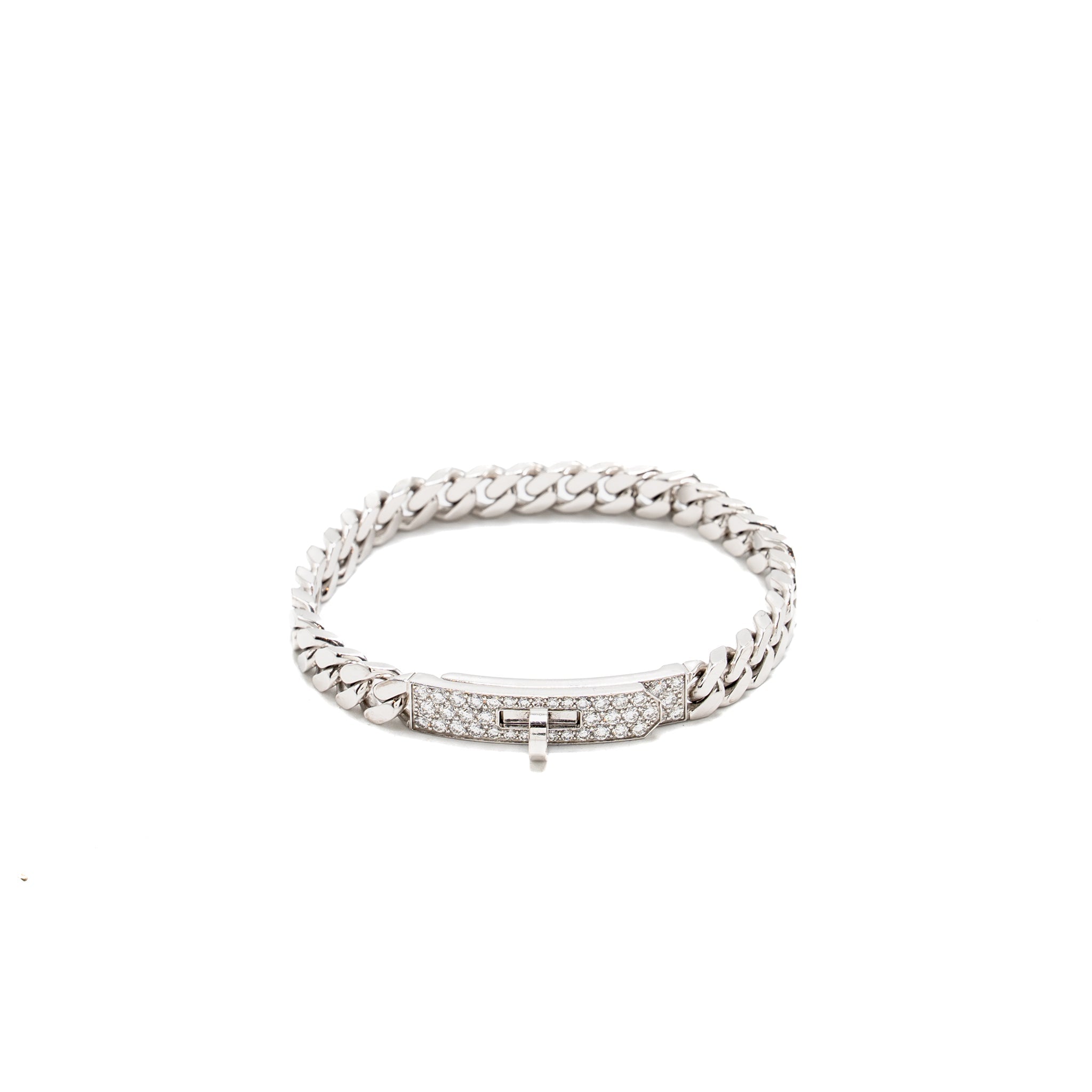 HERMES KELLY GOURMETTE BRACELET WHITE GOLD, DIAMONDS