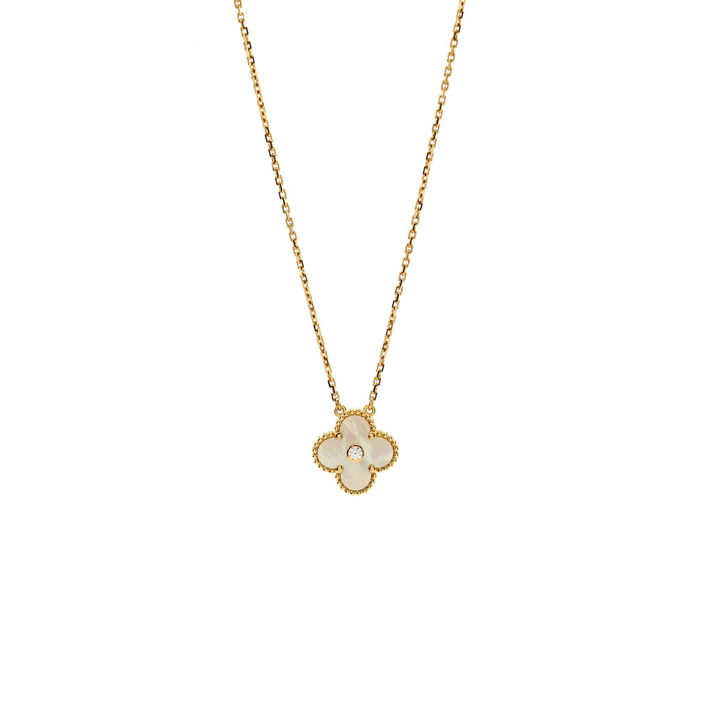 VAN CLEEF & ARPELS 2018 HOLIDAY PENDANT GOLD MOTHER-OF-PEARL YELLOW GOLD WITH DIAMOND