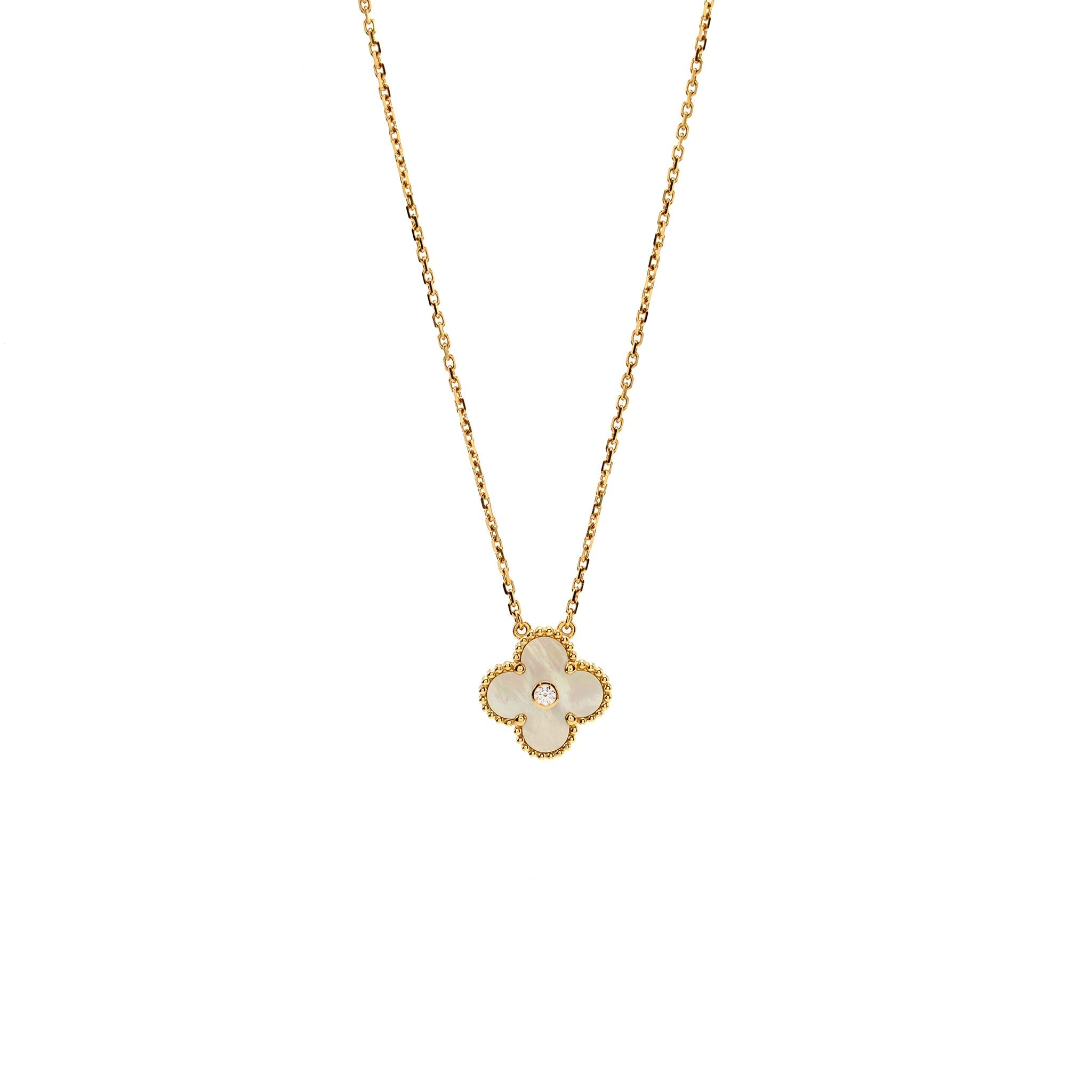 VAN CLEEF & ARPELS 2018 HOLIDAY PENDANT GOLD MOTHER-OF-PEARL YELLOW GOLD WITH DIAMOND