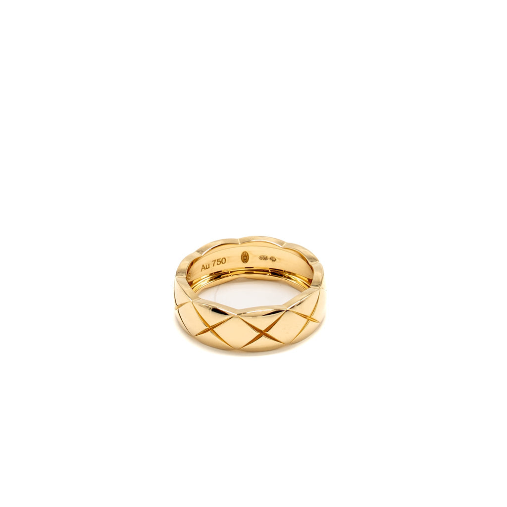 CHANEL COCO CRUSH RING SMALL VERSION QUILTED MOTIF BEIGE GOLD