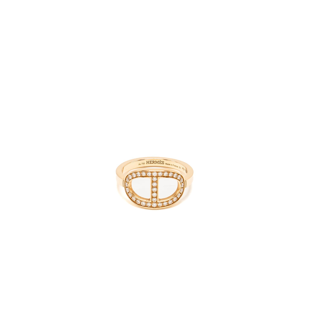 HERMES CHAINE D’ANCRE CONTOUR RING ROSE GOLD WITH DIAMONDS