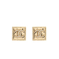CHANEL SQUARE CC LOGO EARRINGS LIGHT GOLD TONE