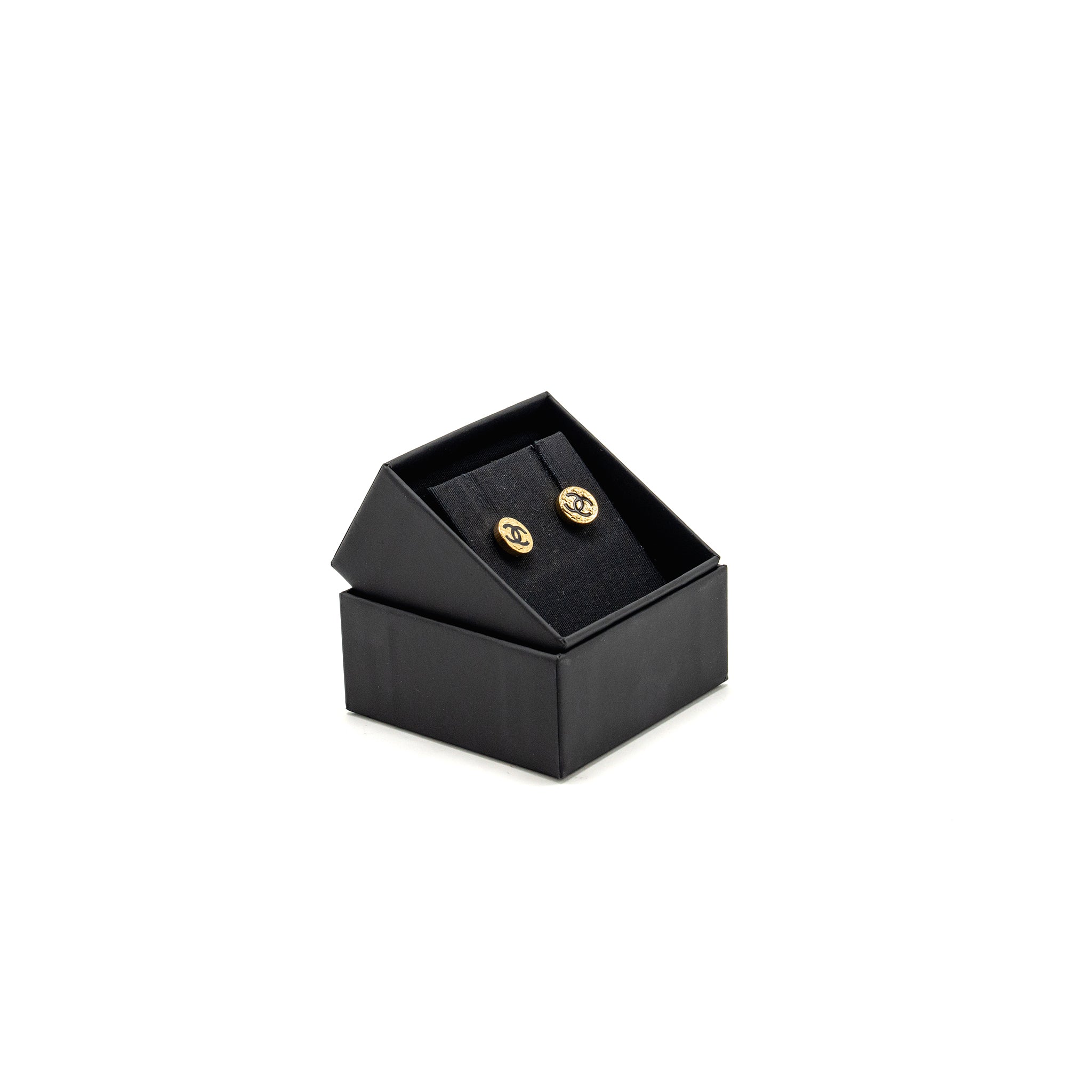 CHANEL MINI ROUND CC LOGO EARRINGS GOLD TONE