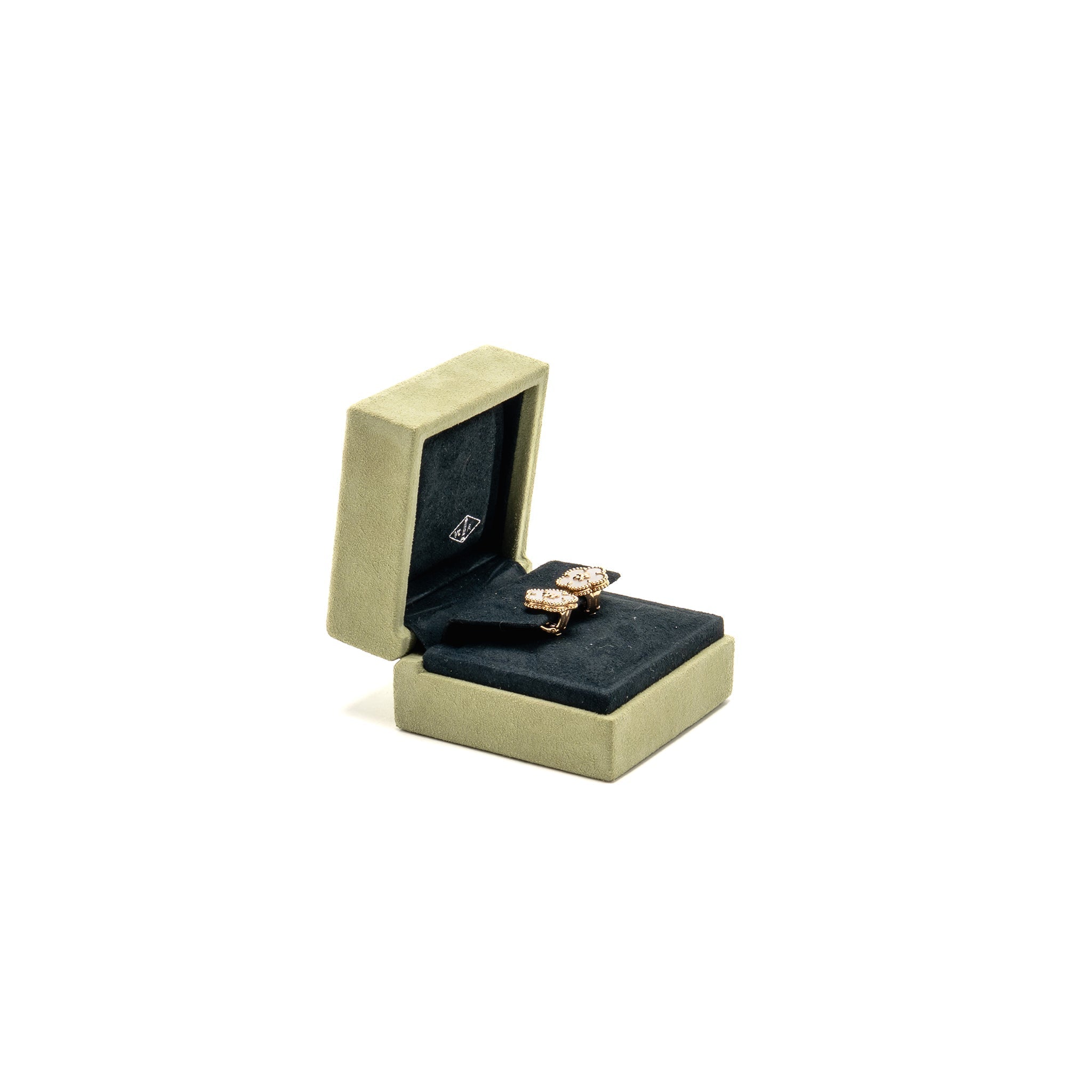 VAN CLEEF & ARPELS LUCKY SPRING EARRINGS, PLUM BLOSSOM, ROSE GOLD, WHITE MOTHER-OF-PEARL