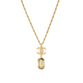 CHANEL PEARL CC PENDANT WITH CRYSTAL DROP NECKLACE GOLD TONE