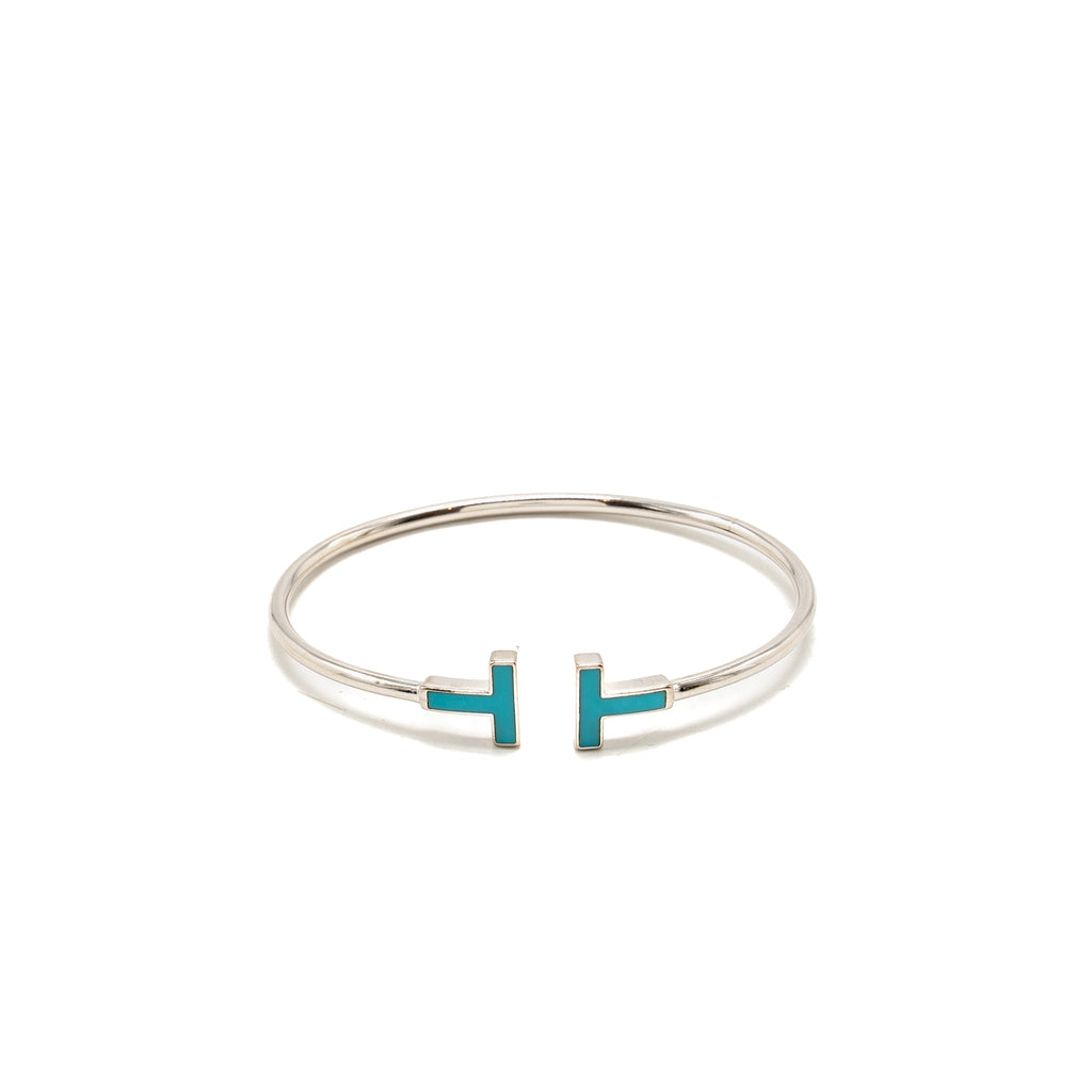 TIFFANY TIFFANY T TURQUOISE WIRE BRACELET WHITE GOLD