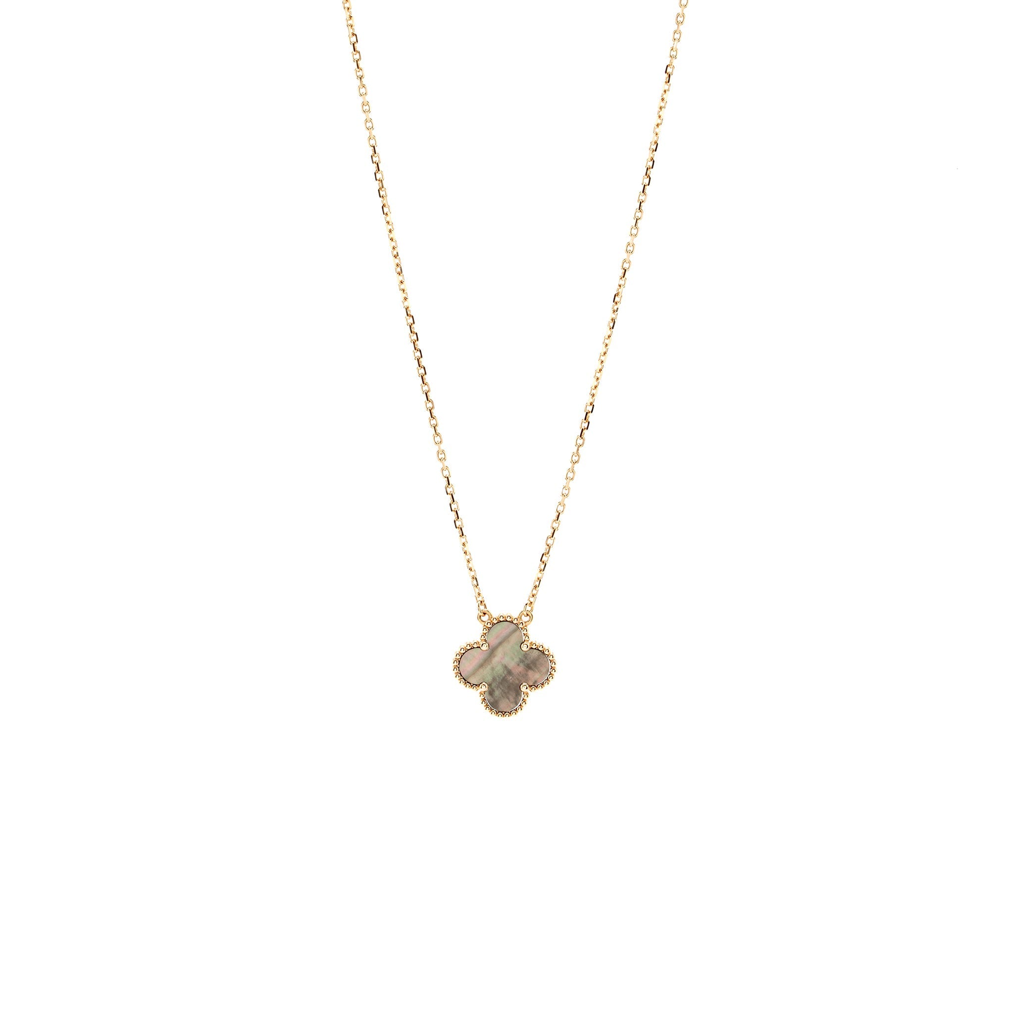 VAN CLEEF AND ARPELS VINTAGE ALHAMBRA PENDANT 18K ROSE GOLD, GREY MOTHER OF PEARL