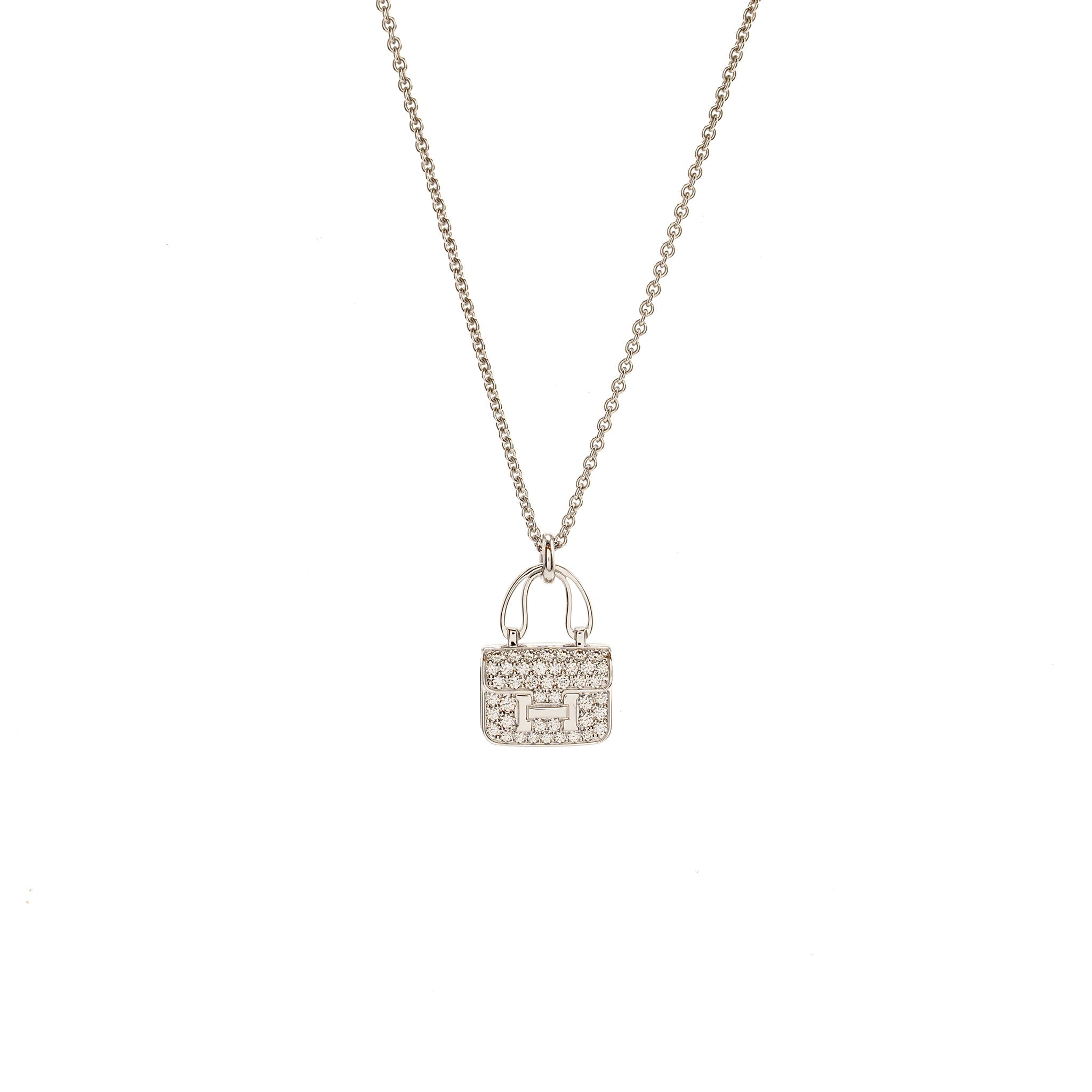 HERMES CONSTANCE AMULETTE PENDANT WHITE GOLD WITH DIAMONDS